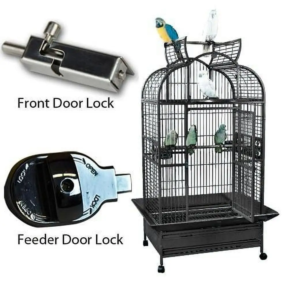 Kings Cages SLT 3628 Large Parrot Cage. (Black/Silver.)