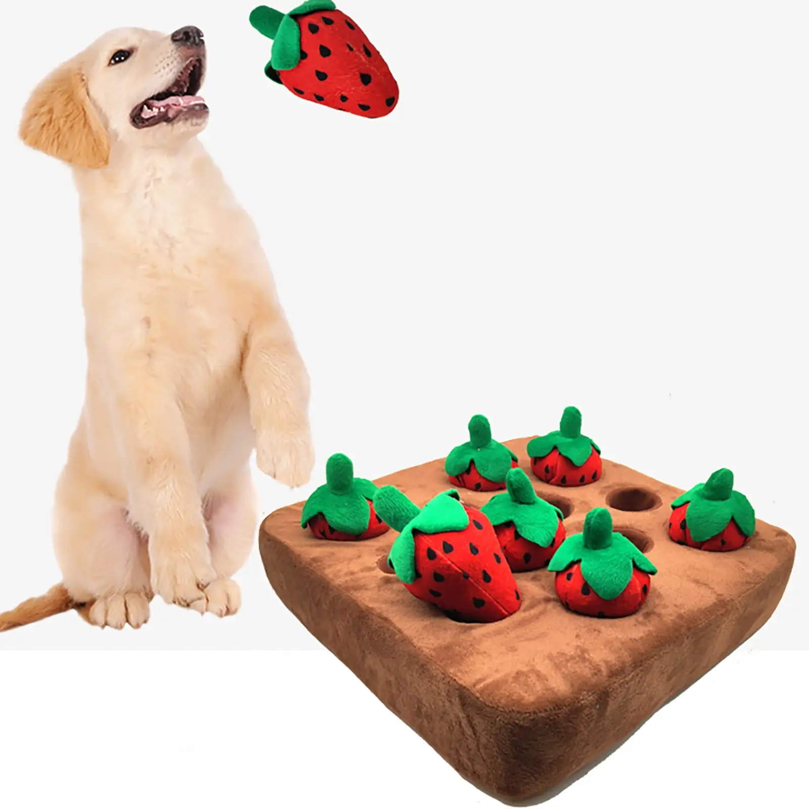 Kiplyki Baby Days Savings Dog Strawberry Plush Toy. Pull Radish Dog Chew Toy. Pet Interaction Stuffed Toy. Interactive Snuffle Mat Plush Vegetable Field. Vegetable Chew Toy