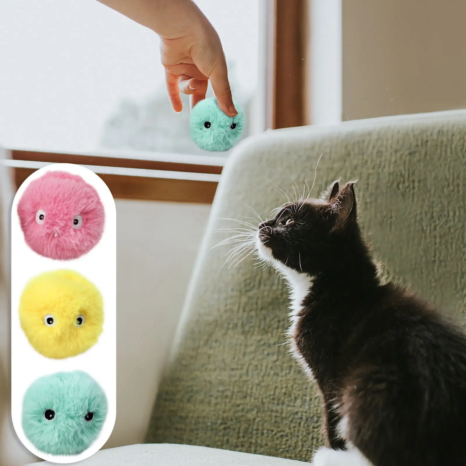 Kiplyki Catnip Ball Interactive Cat Toy With Ball Cat Toy 3-piece