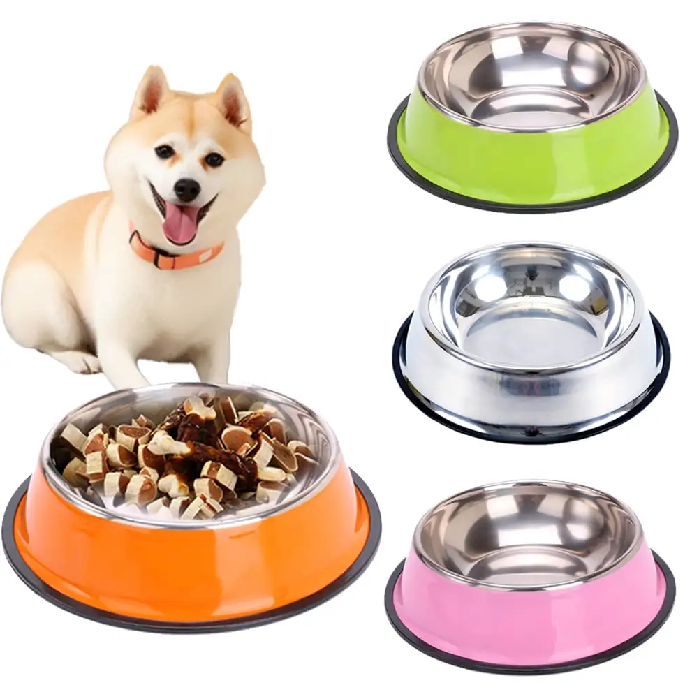 Kkkded Dog Bowls Cat Bowls Pets Bowl Stainless Steel Dog Bowls Non-slip Pet Feeding Dish Bowl Base for Indoor Cats Small Dogs