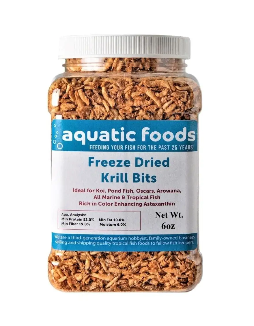 Krill Bits --Freeze Dried Floating Arctic Krill Bits. High in Natural Astaxanthin for Color for All Tropical Fish. Koi. Turtles. Reptiles. Rodents. Catsa?|6oz Med Jar