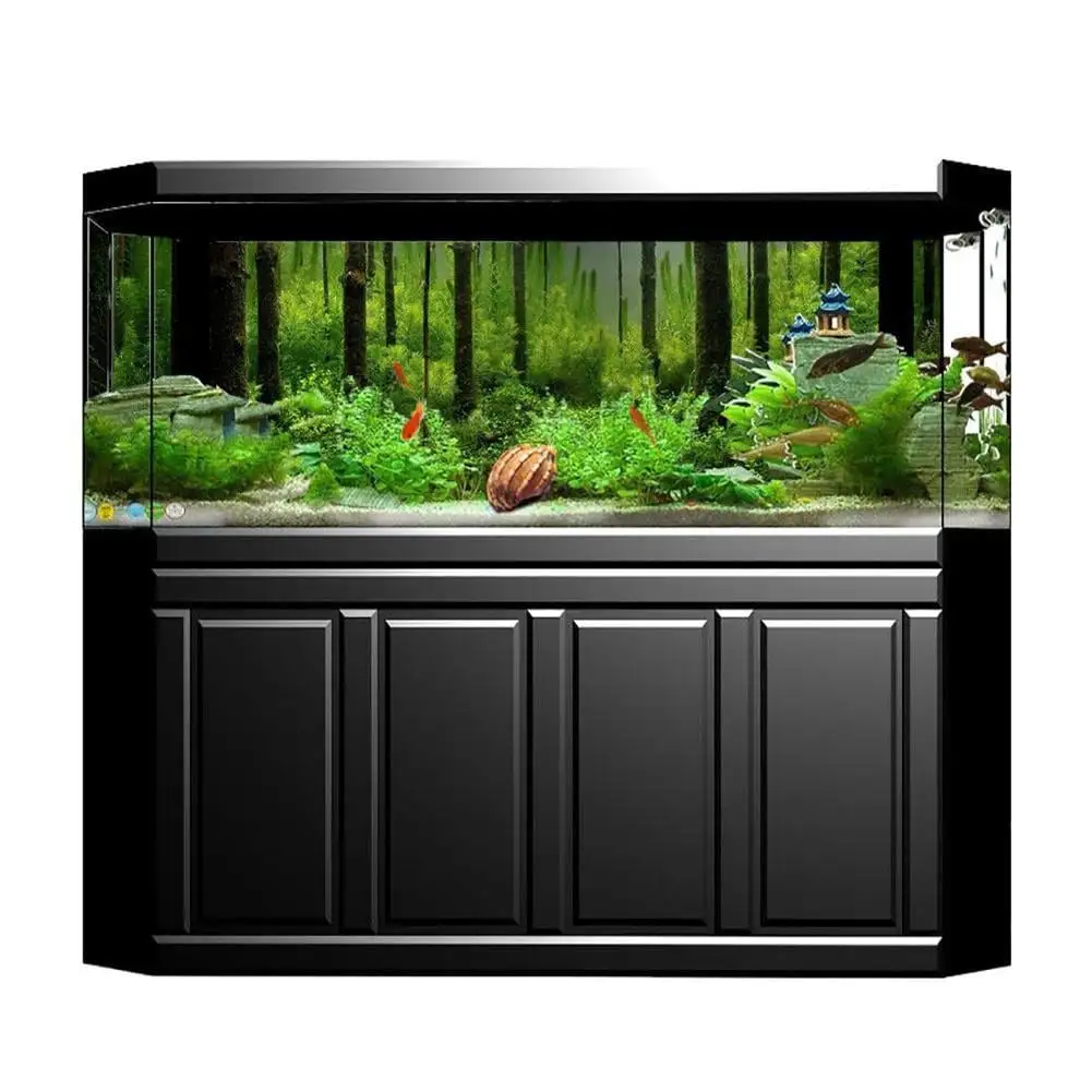 Kritne 24x16in Aquarium Poster. PVC Adhesive Underwater Forest Tank Background Backdrop Decoration Paper.Fish Tank Decor Paper