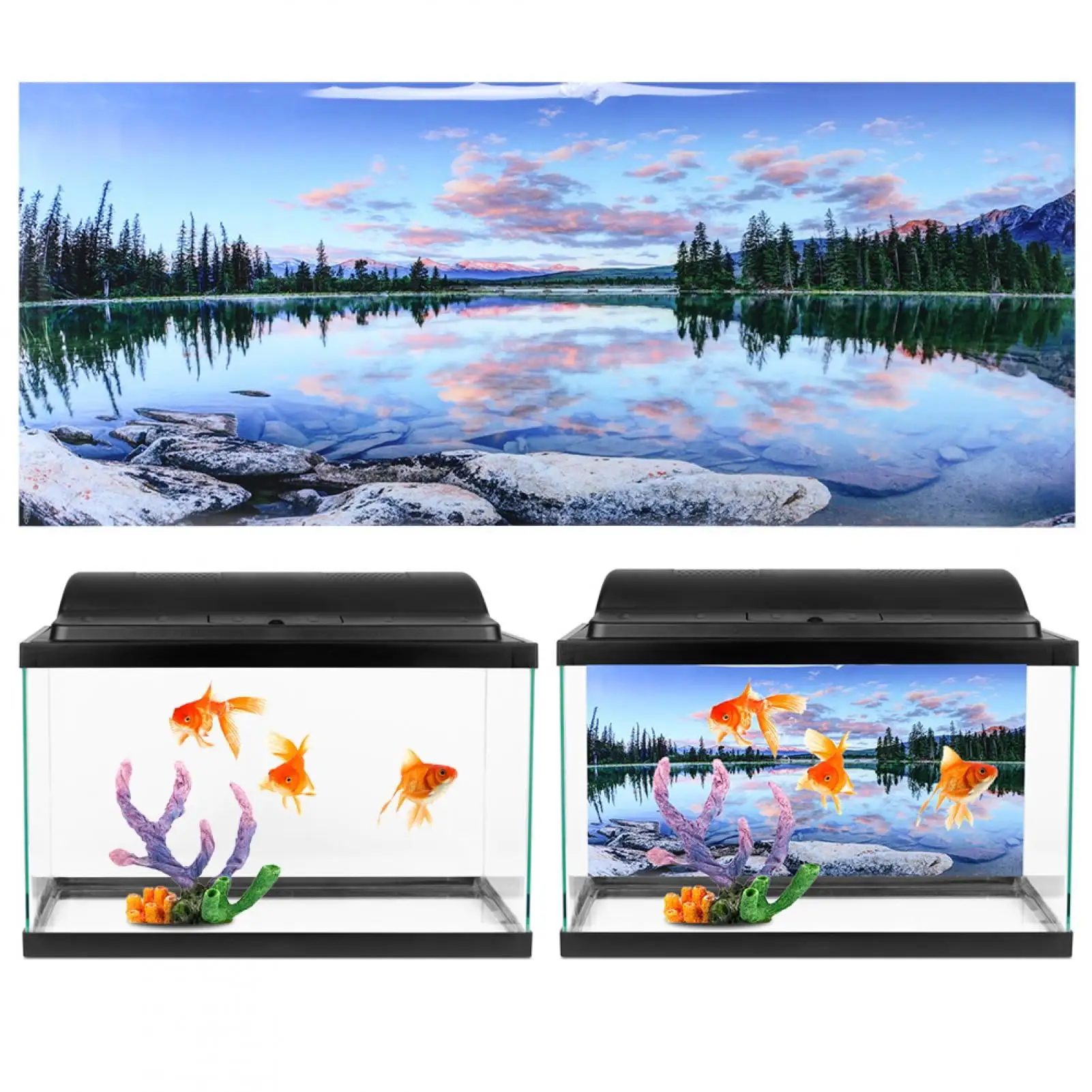 Kritne Background Poster Decorative Painting PVC Sticker Landscape Image for Aquarium Fish Tank.Fish Tank Decorative Sticker.Aquarium Background Sticker