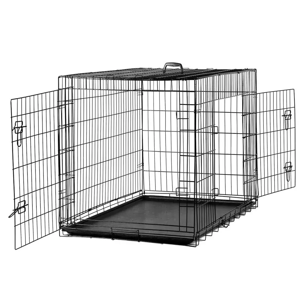 Ktaxon 48 Flodable Metal Dog Crate. Include Leak-Proof Plastic Tray Black