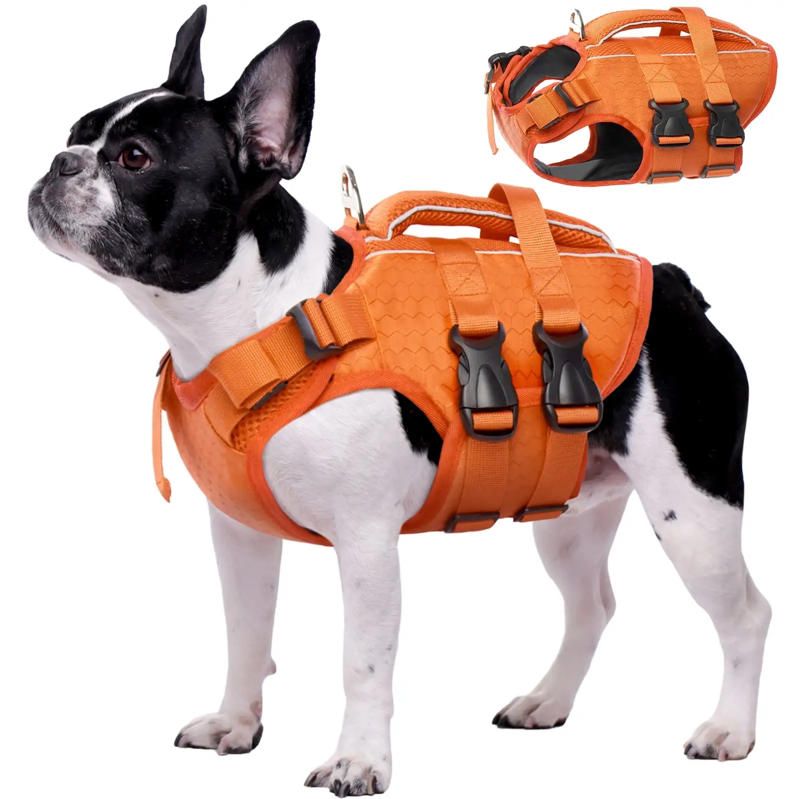 Kuoser Dog Life Jacket. Reflective and Adjustable Dog Life Vest for Small Medium Large Dogs Yellow. M