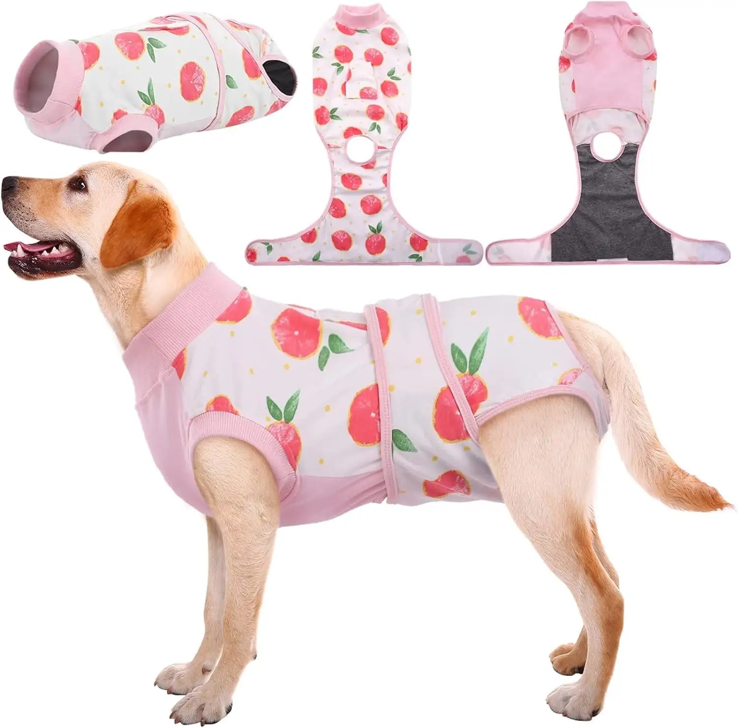 Kuoser Dog Surgical Recovery Suit Dog Cat Onesie after Surgery.Pink.L