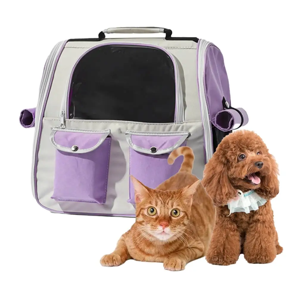 Kyaiguo Cat Carrier Bag Portable Cat Backpacks for Carrying CatsFolding Dog Travel Bag Pet Backpacks Outdoor UseZipper Clips for Small Medium Large Cats