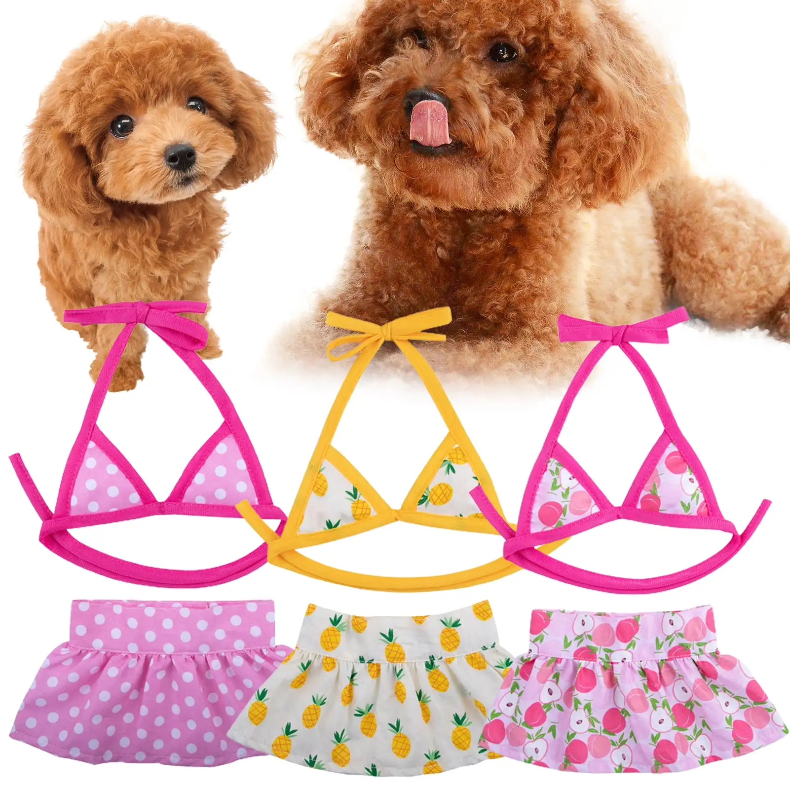 LA TALUS 1 Set Pet Swimsuit Fastener Tape Comfortable Clear Printing Ins Summer Pet Bikini Dog Beach Pet Swimsuit Beach Party Pink XS