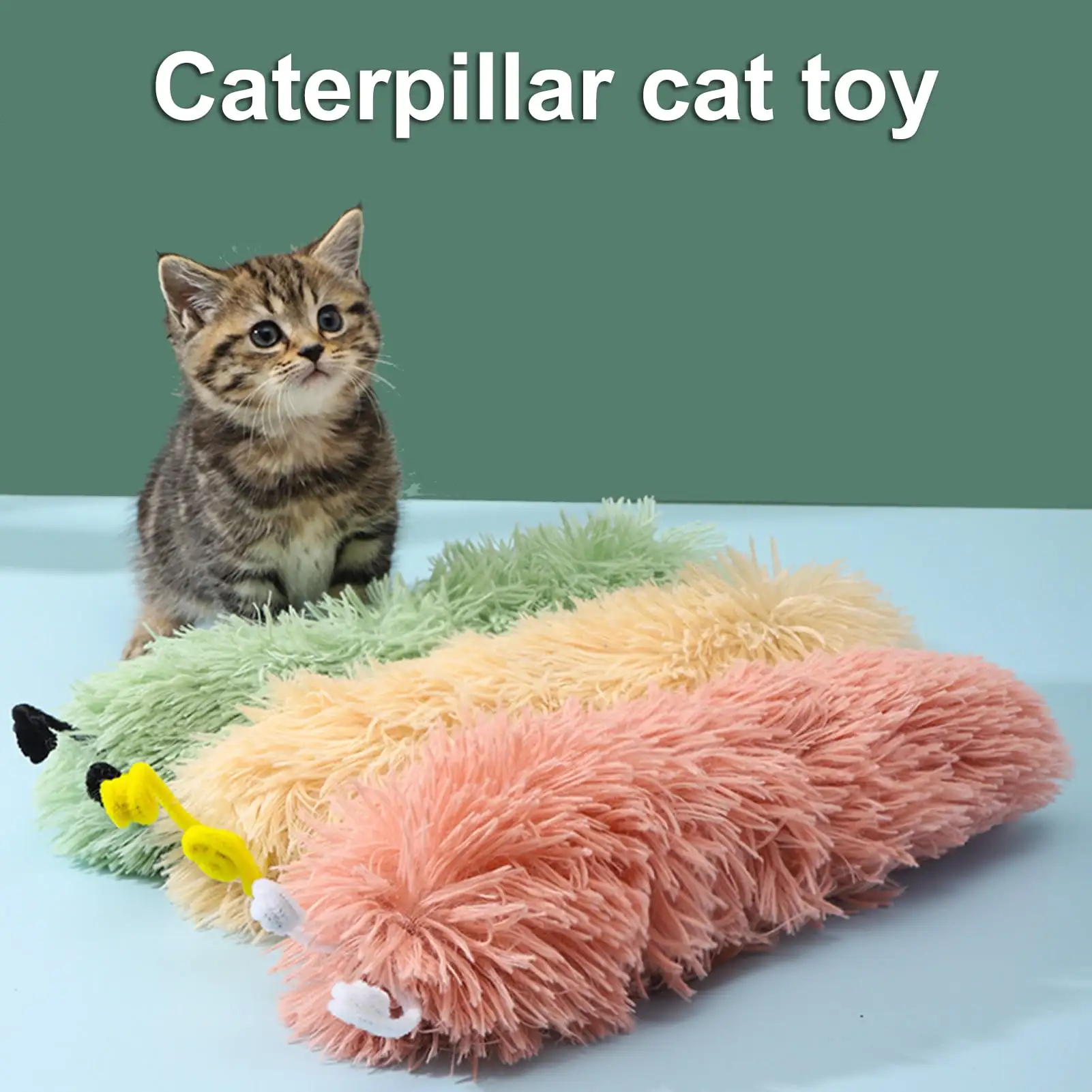 LA TALUS Cat Plush Toy Attractive Soft Lightweight Caterpillar Shape Pet Cat Stuffed Catnips Toys Pet Supplies Pink One Size