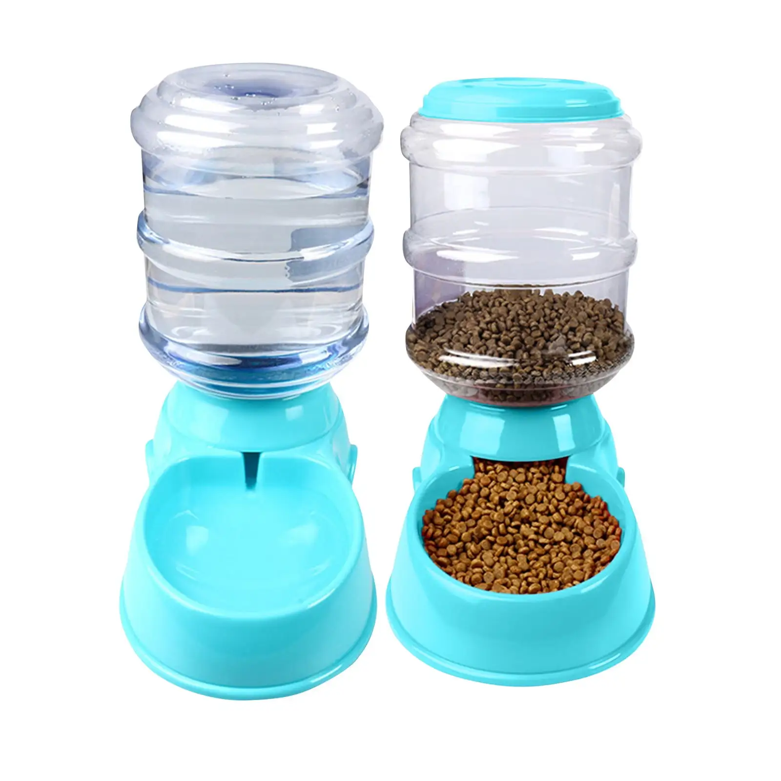 LAOSR 2pc Automatic Self Dispensing Pet Feeder For Cats And Dogs 3.8L Capacity Blue