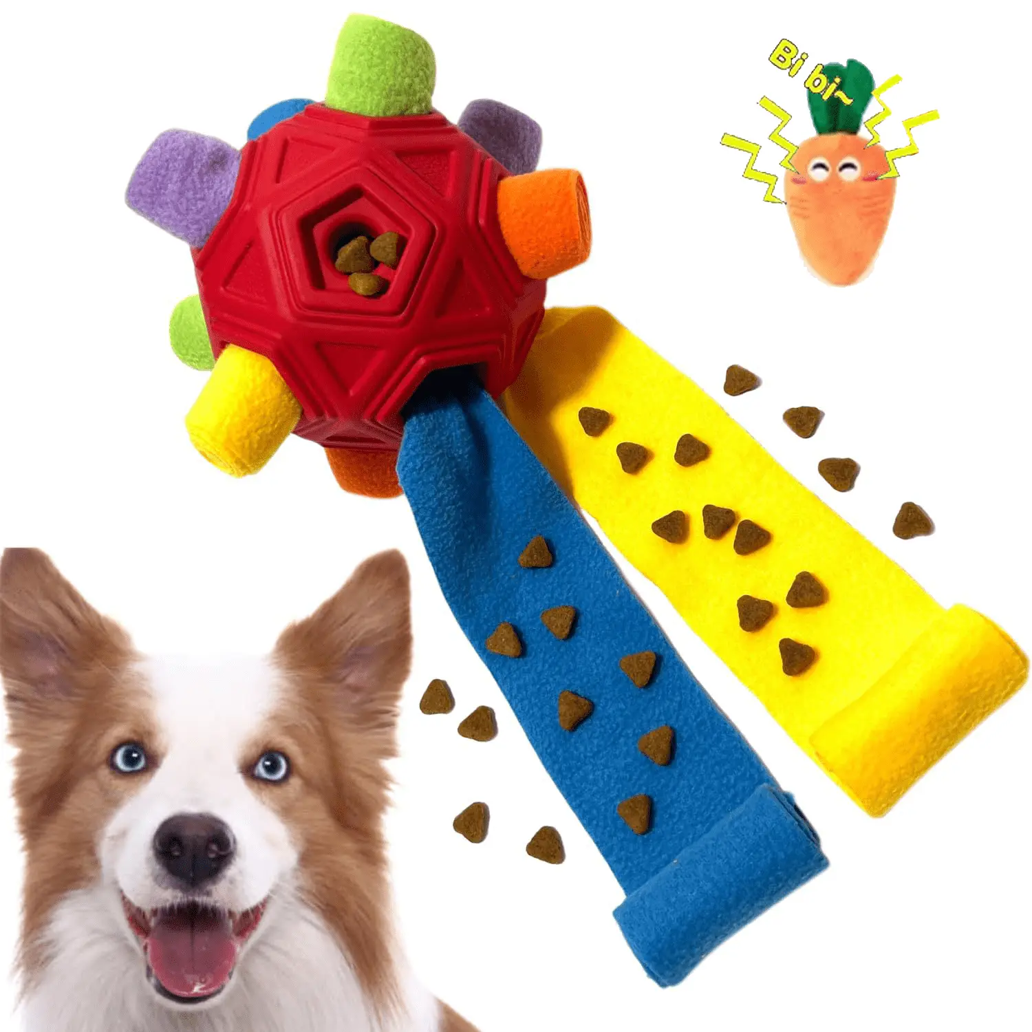 LECHONG Snuffle Ball for Dogs.Dog Chew Toys Interactive Dog Puzzle Toys Treat Dispenser Portable Pet Snuffle Ball Toy. Red