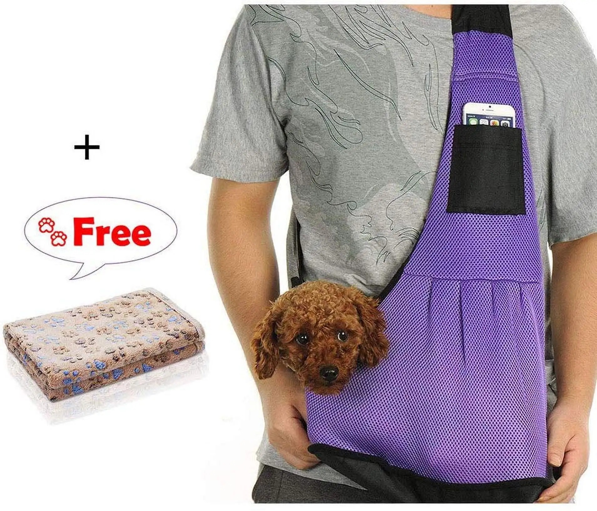 LUXMO Small Dog Pet Cat Sling Carrier Bag Adjustable Hands-free Dog Travel Bag Pet Carrier Bag