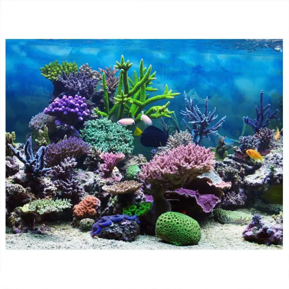 LYUMO Fish Tank Decor Paper. PVC Adhesive Underwater Coral Aquarium Fish Tank Background Poster Backdrop Decoration Paper