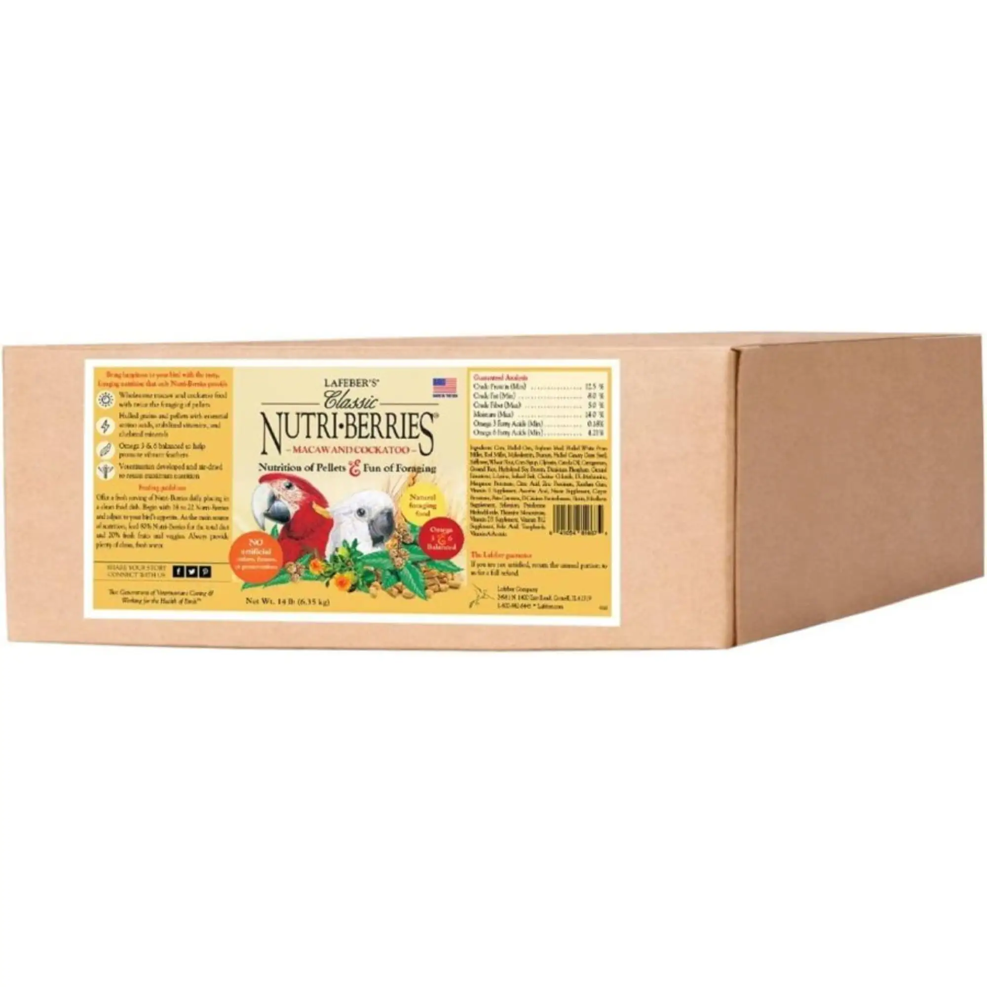 Lafeber Classic Nutri-Berries Macaw and Cockatoo Food. 14 lb