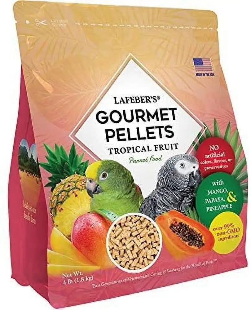 Lafeber's Gourmet Pellets Tropical Fruit For Parrots Nutritional Bird Food 4-Lbs