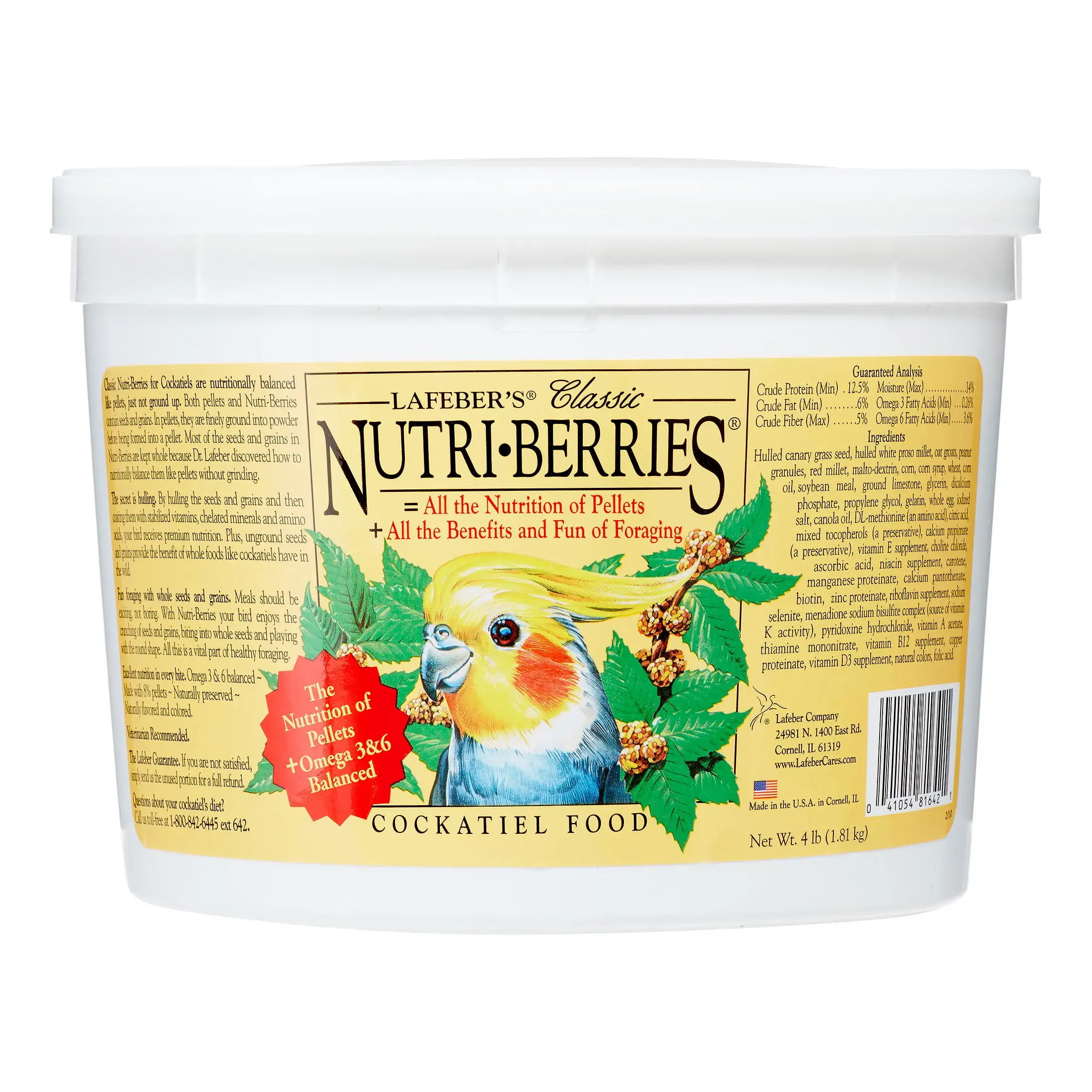 Lafeber's Nutri Berries For Cockatiel. 4 Lb