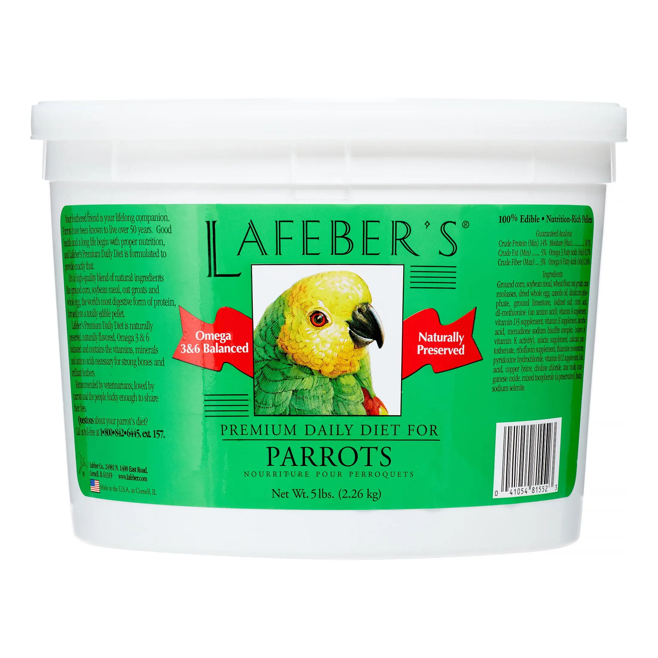 Lafeber's Premium Daily Diet for Parrots. 5 Lb