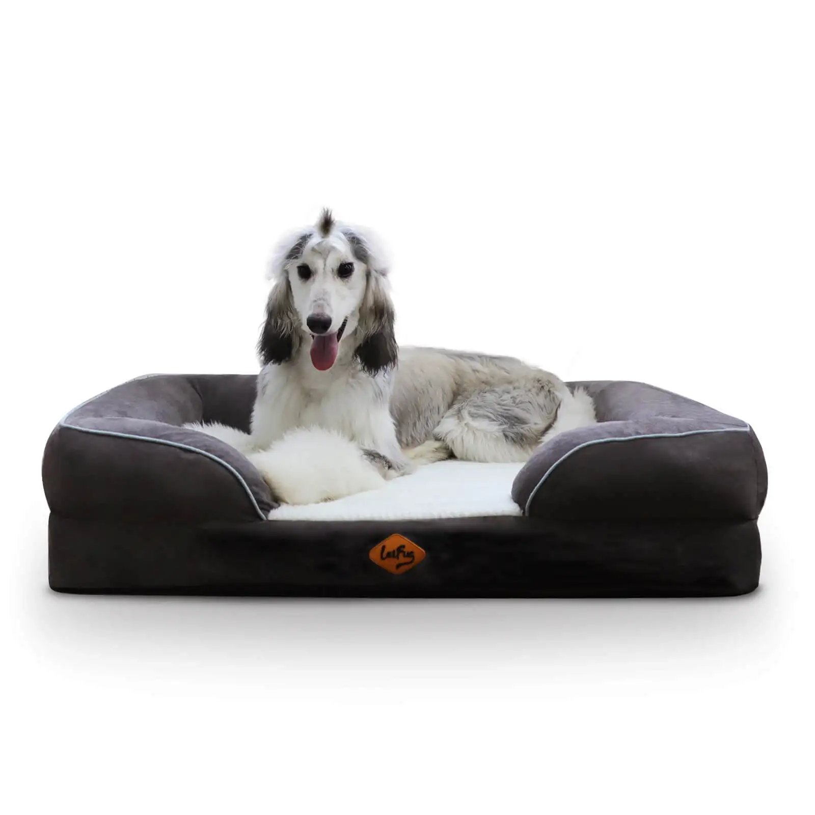 Laifug Large Orthopedics Memory Foam Dog Bed | Dog Sofa. Waterproof Liner & Washable Cover (Dark)