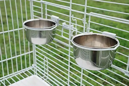 Large 20-Inch Open Plays Dome Top 5/8 Inch Bar Spacing Lovebird Cockatiel Cockatiels Parakeets Cage Stainless Steel Cups Removable Stand (White)