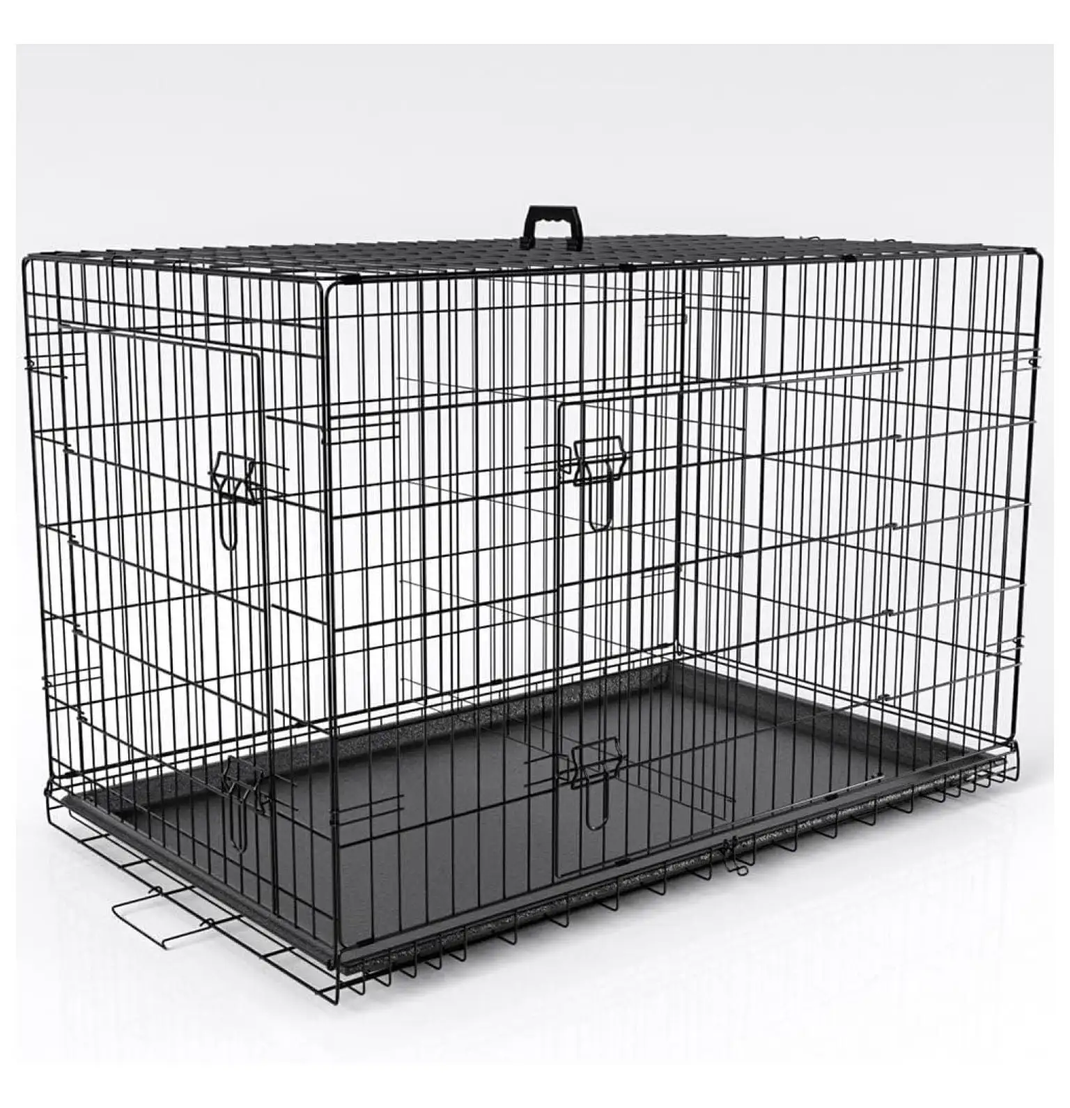 Large Dog Crate | 30 inch Dog Crates for Large Medium Small Dogs | Dog Kennel Indoor Outdoor Dog Cage | Portable Metal Wire Crates with Tray. Double Door and Divider Panel