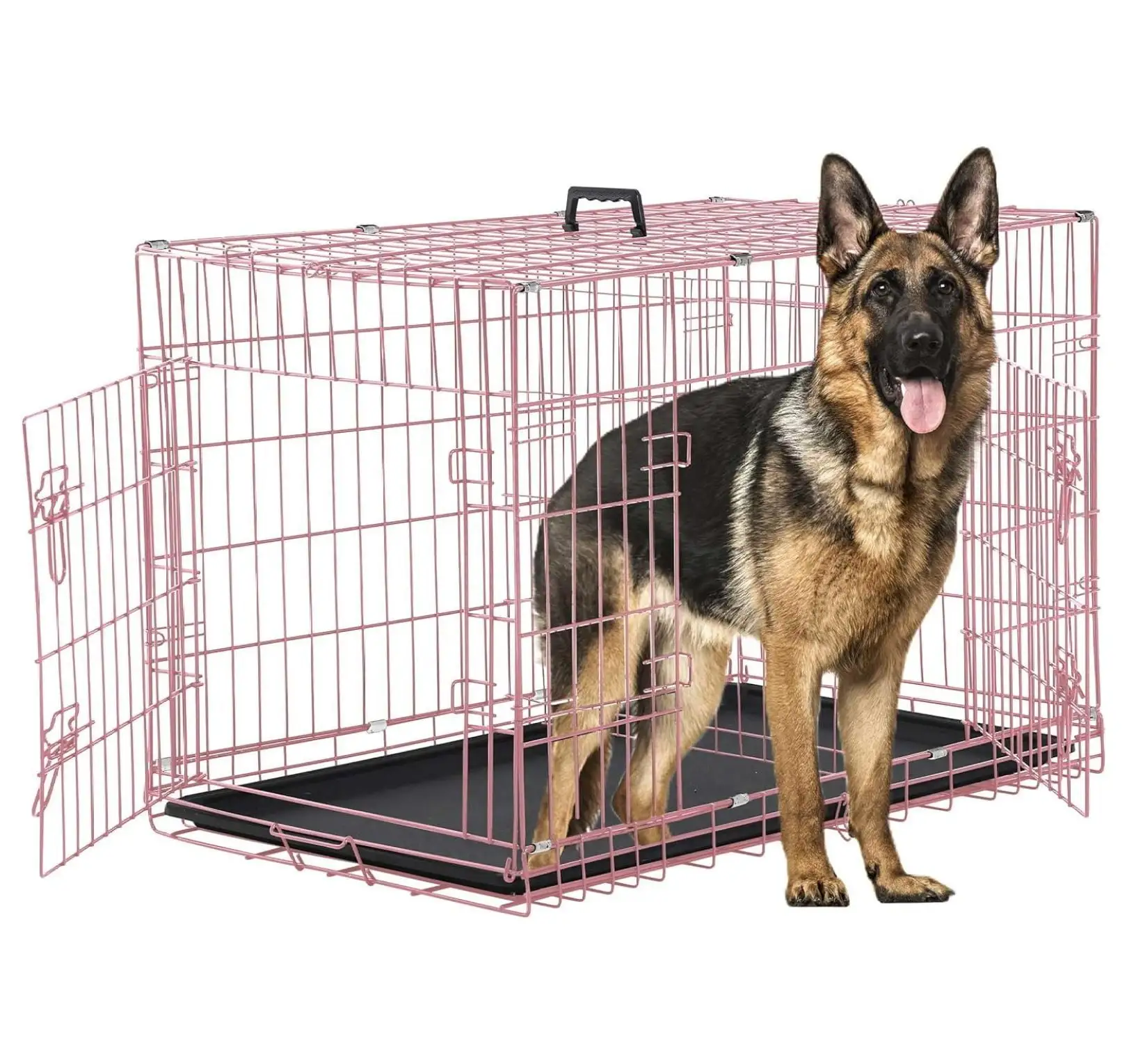 Large Dog Crate Dog Cage. Inch Dog Crates for Large Dogs. Folding Metal Puppy Crate XXL Dog Crate with Tray Dog Kennel Indoor Outdoor. Double Door and Divider Panel. L x 30 W x 32 H.