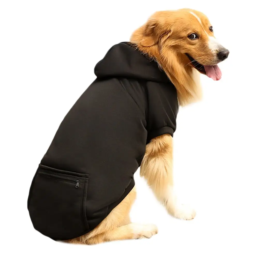 Large Dog Hoodie with Useful Pocket Dog Sweaters with Hat Winter Hoodies Warm Coat