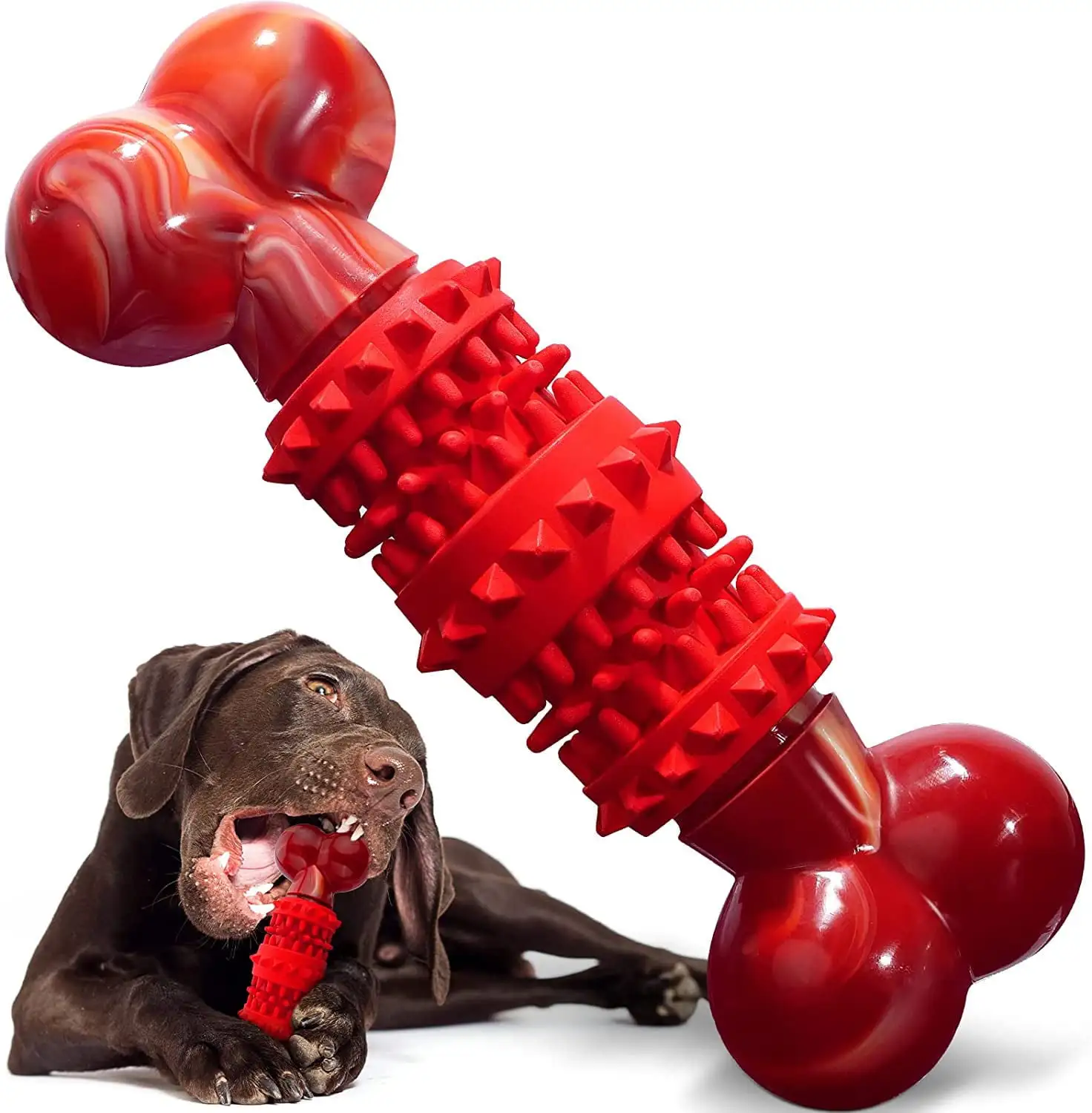 Large Indestructible Dog Toys for Aggressive Chewers.Strong Dog Toys for Large Dogs.Rubber Tough Dog Bone Chew Toys.Toothbrush Dog Toys for Aggressive Chewers Large Breed.Interactive Dog Puzzle Toys