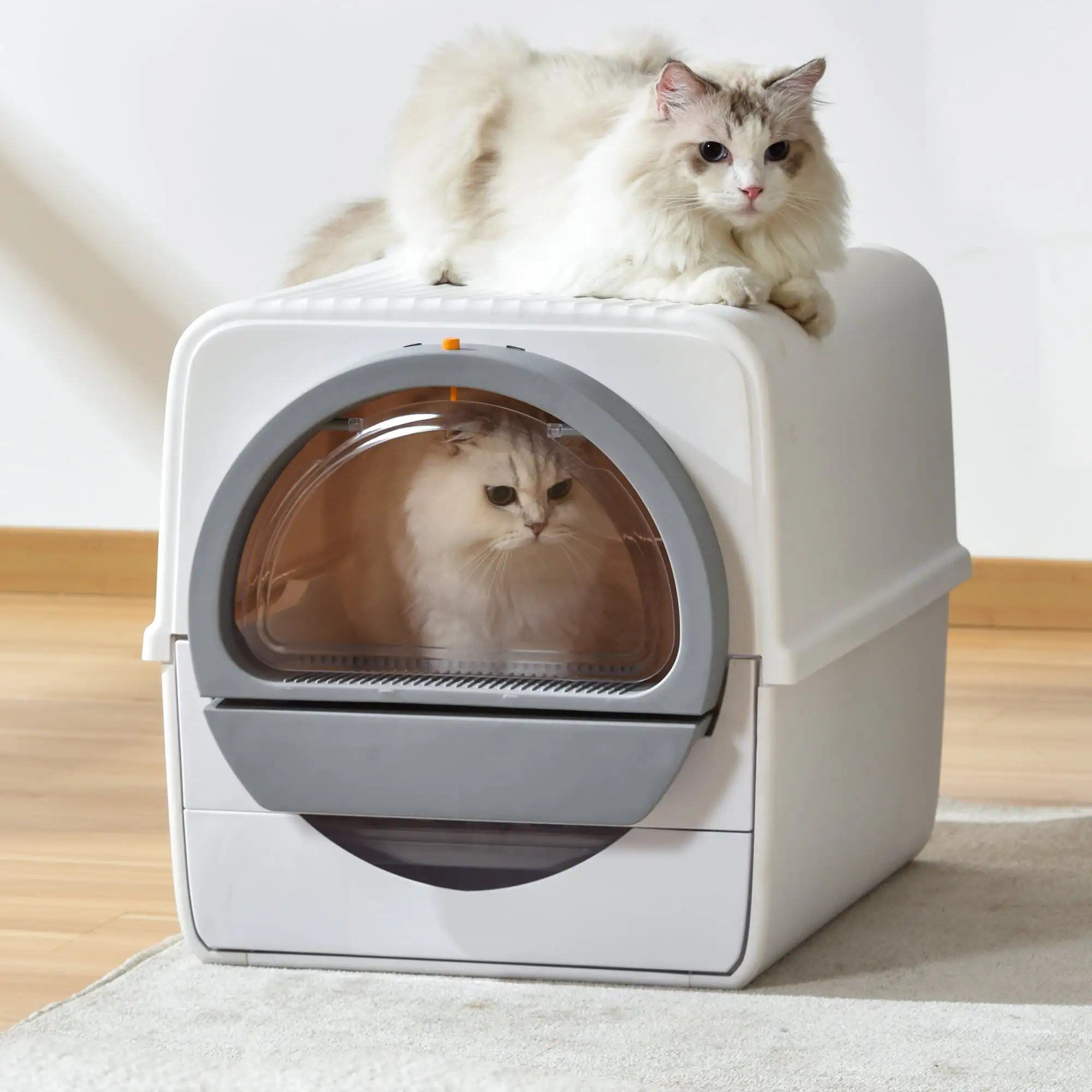 Large Self-Cleaning Covered Cat Litter Box. Odor Control. ScoopFree. Enclosed Cat Litter Box with Lid. Waste Bin Refill & Filter Cotton. Modern