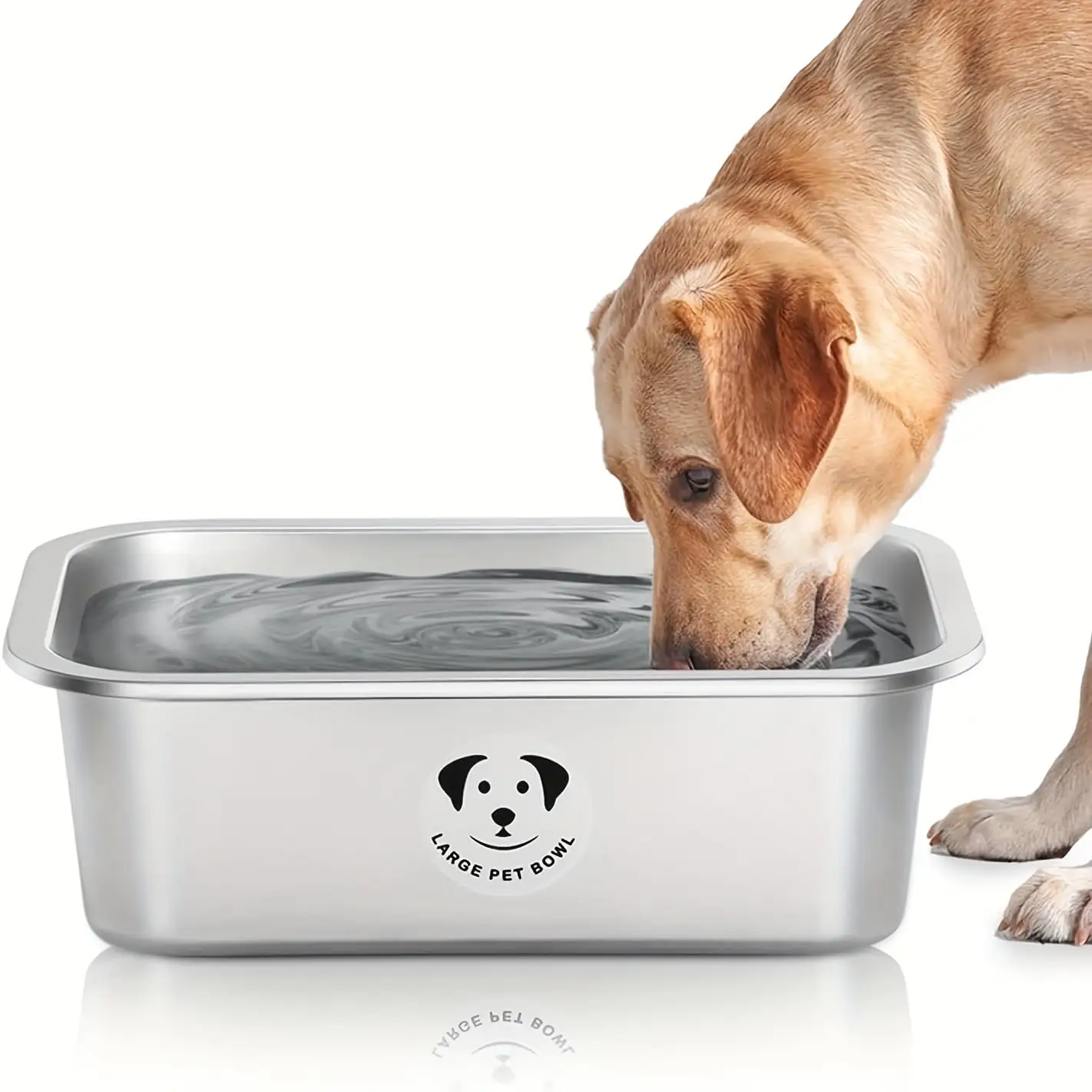 Large Stainless Steel Dog Bowl. Spacious Metal Pet Food & Water Bowl for Large to Giant Breeds. 0.85 Gallon Capacity. Durable and Easy to Clean. Ideal for Bigger Dogs