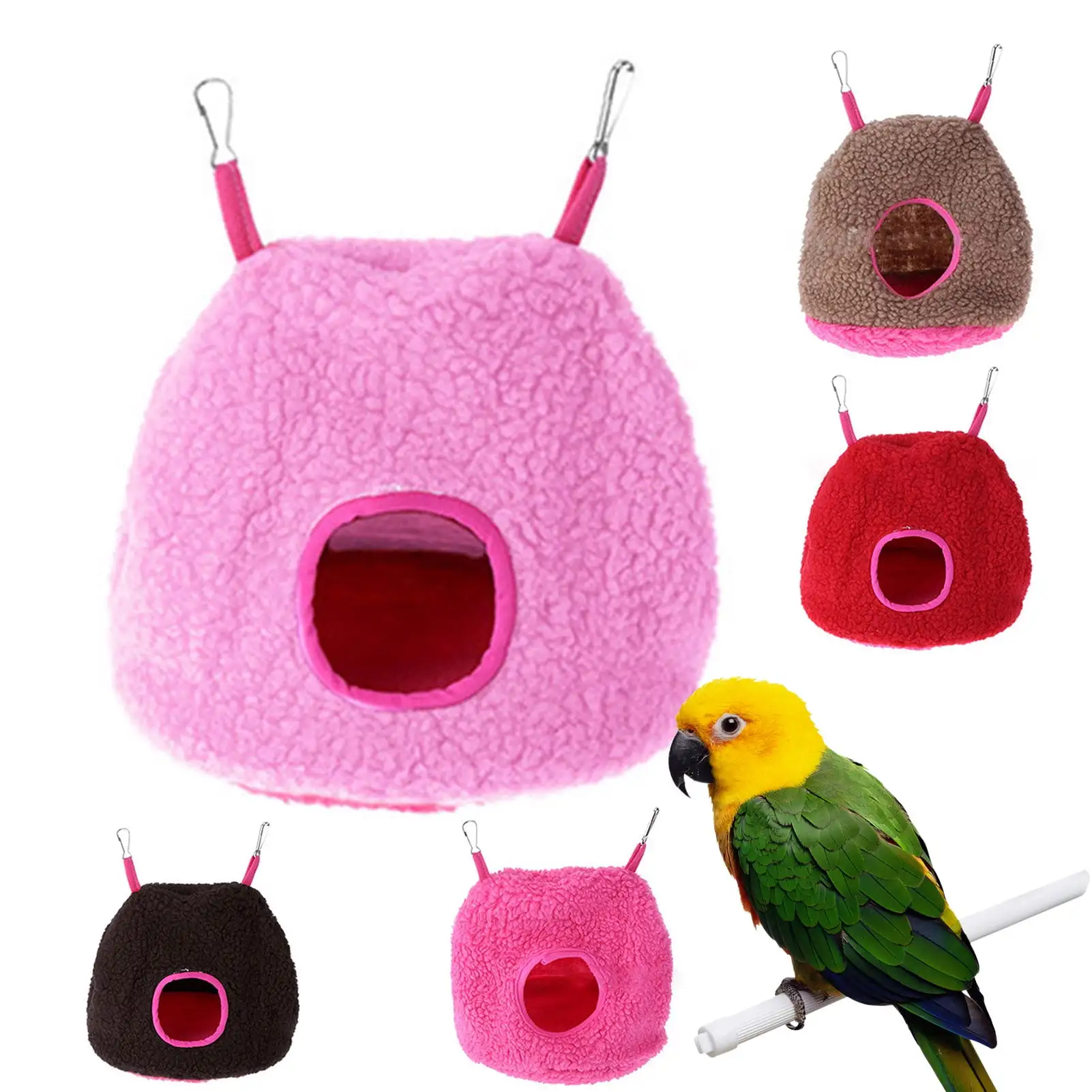 Large Winter Warm Bird Nest House. Fluffy Parrots Bird Bed for Cage Hanging Hammock Plush Shed Hut Hideaway Hut for Parakeets African Grey Cockatoos Cockatiels Lovebird