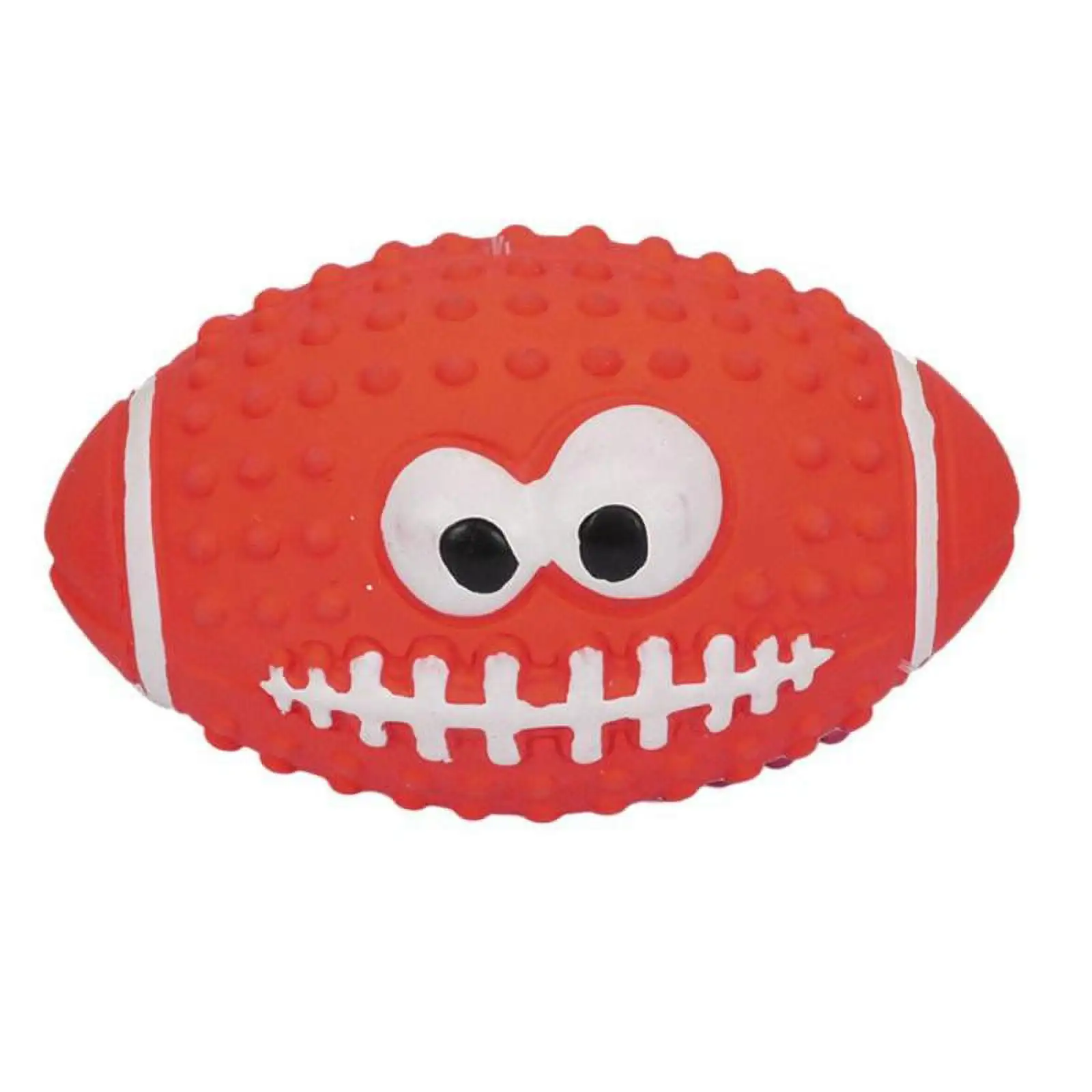 Latex Dog Squeaky Toys Rubber Soft Dog Toys Chewing Squeaky Toy Fetch Play Balls Toy for Puppy Small Medium Pets Dog - Red Rugby