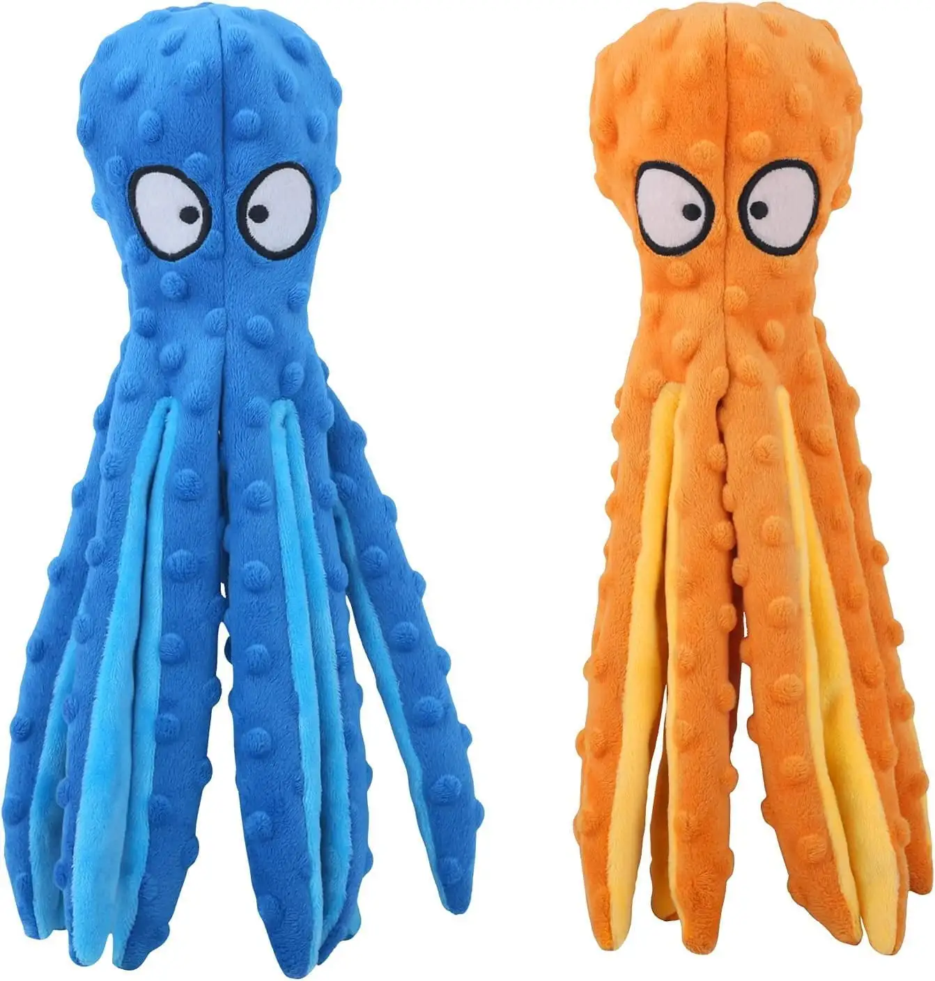 Laytek Squeaky Octopus Dog Toys for Large Dogs. No Stuffing Crinkle Paper Plush Dog Toys for Puppy Teething. Durable Interactive Dog Toys for Small Medium Dogs (Blue and Orange)