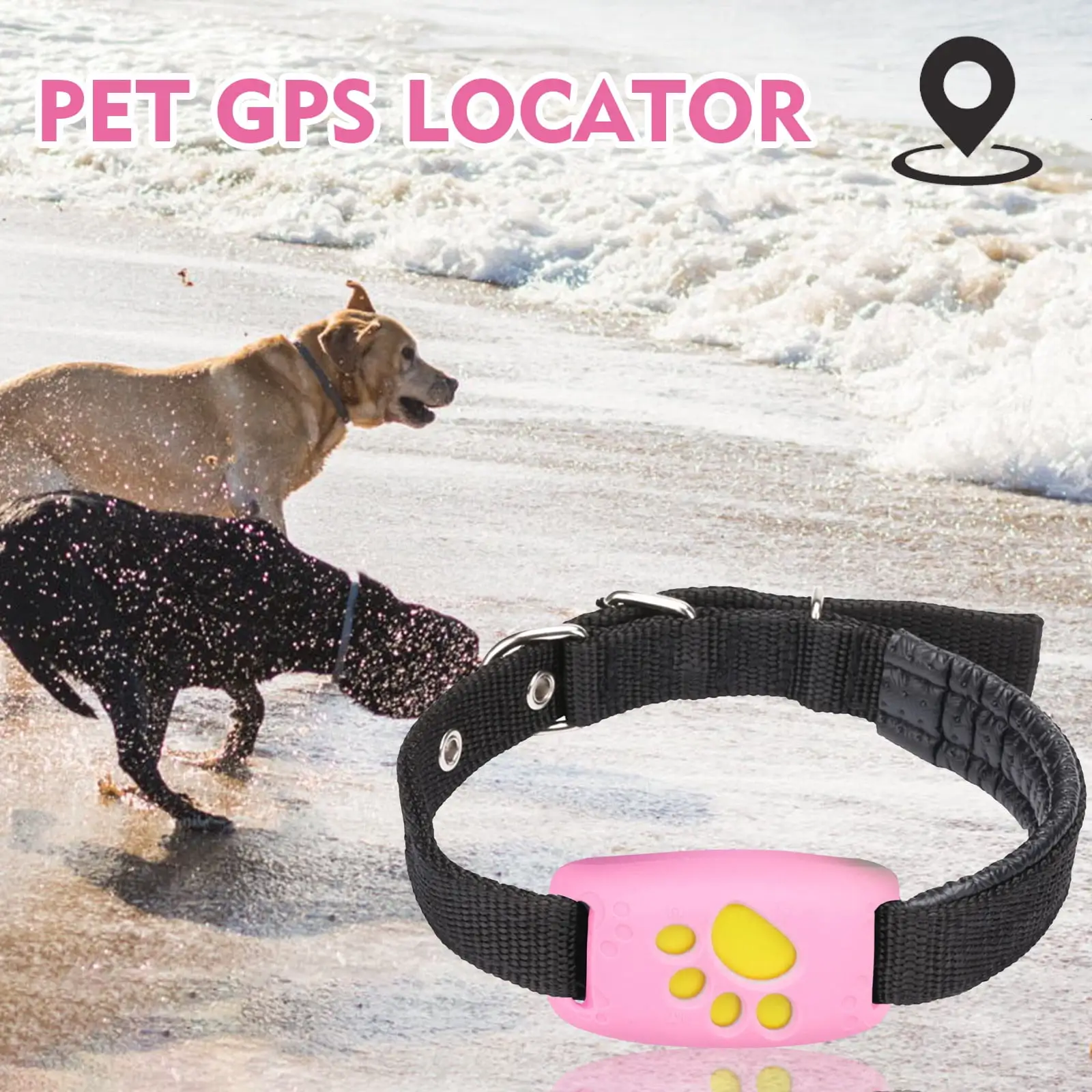 Leesechin GPS Pet Tracker with LED Light Up Dog Collar - Waterproof. GPS Location & Smart Activity Tracker. Unlimited Range