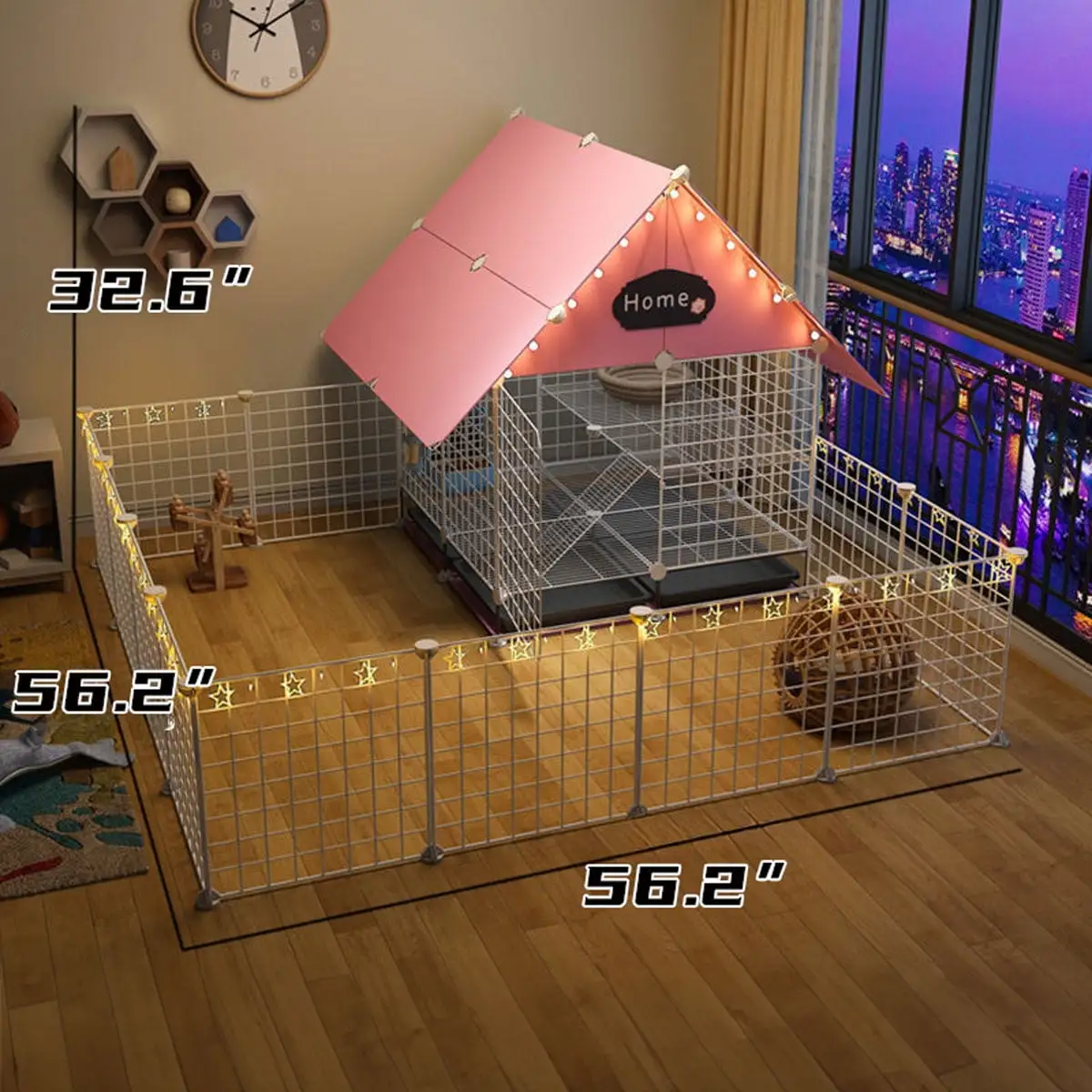 Lemulegu Spacious Small Animal Cage: Cozy Indoor Home for Rabbits. Guinea Pigs. Ferrets - Durable & Secure