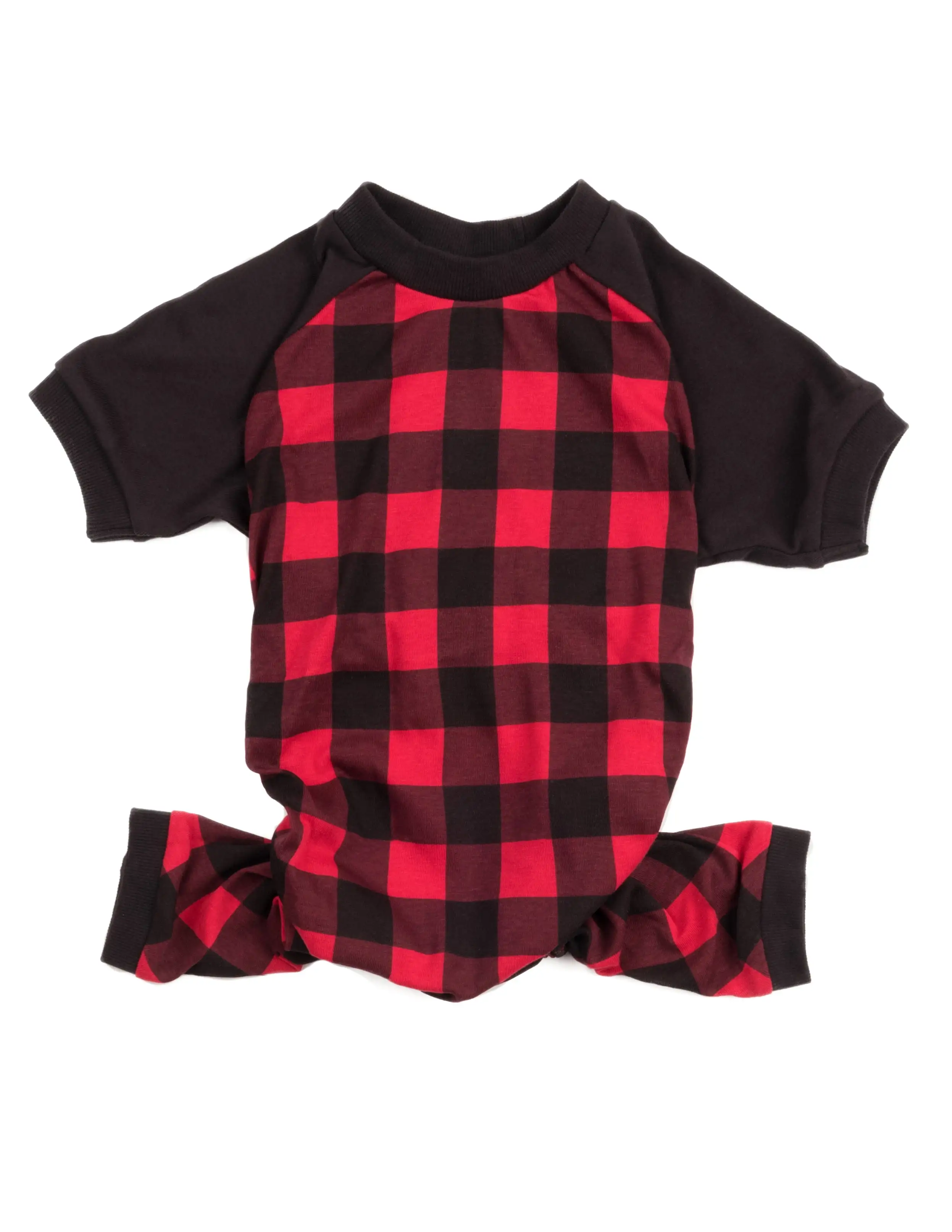 Leveret Dog Cotton Pajama Black & Red Plaid XXL