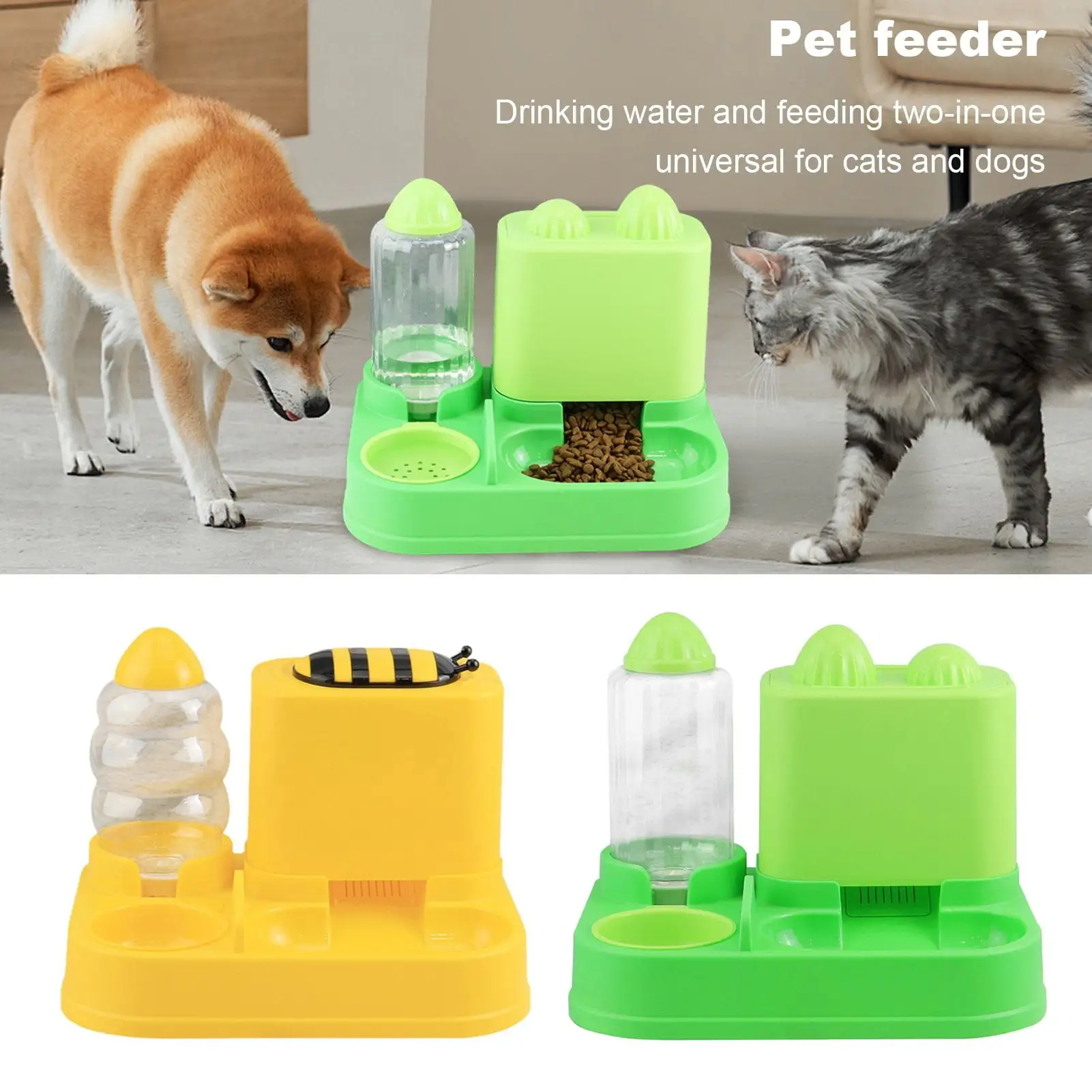 LiMimmuu Pet Feeder with Dry And Wet Separation Automatic Pet Feeder with Siphon Water Refill 2-in-1 Automatic Pet Feeder Large Capacity. Dry-Wet Separation. Transparent Design