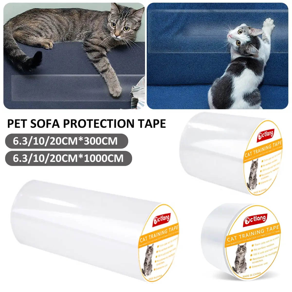 Lieonvis Anti Cat Scratch Tape.Cat Training Tape.100% Transparent Clear Double Sided Cat Scratch Deterrent Tape.Furniture Protector for Couch Carpet Doors Pet & Kid Safe