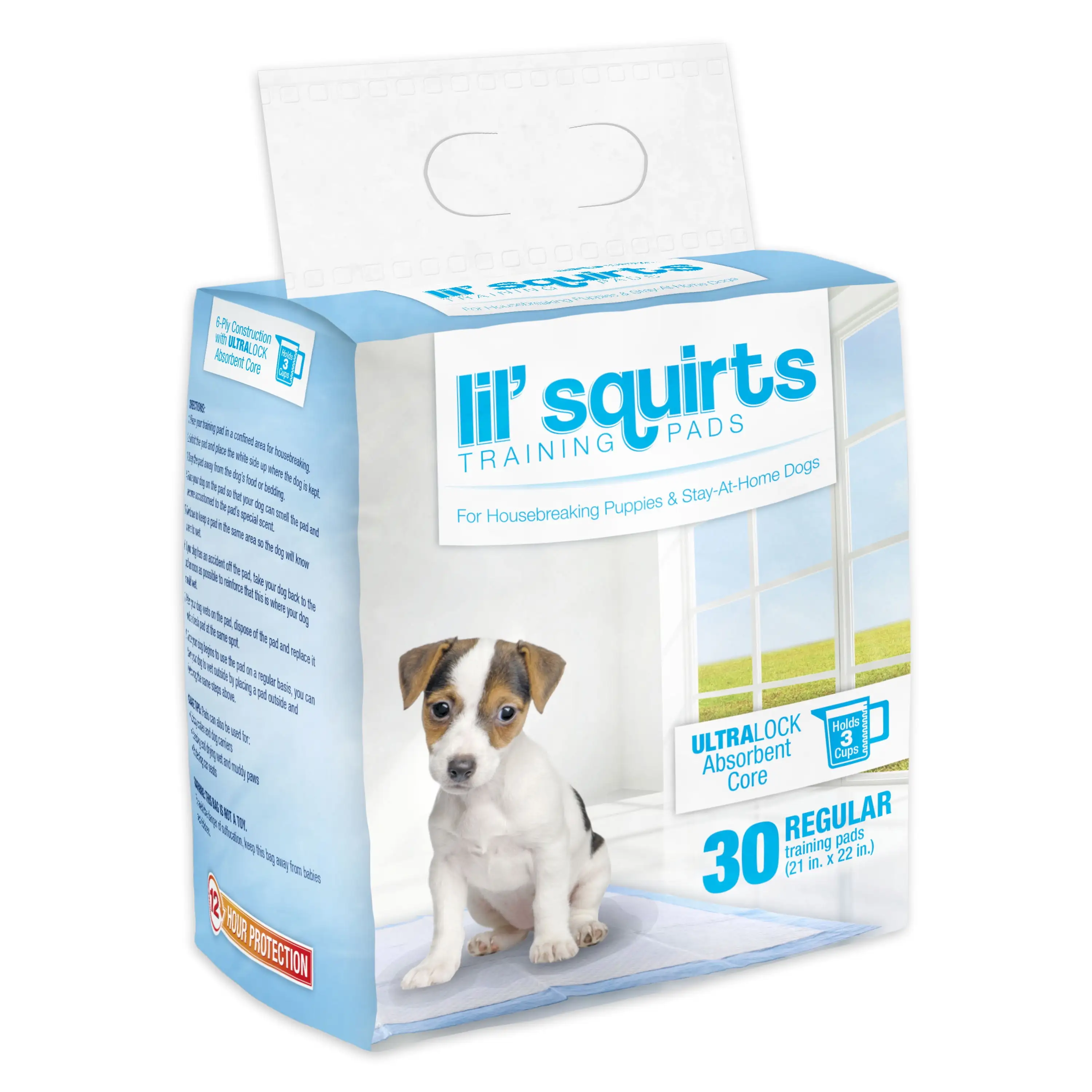 Lil' Squirts Puppy Training Pads. 30 Pack ?C 21 x 22 Disposable and Super-Absorbent Pet Training Pads