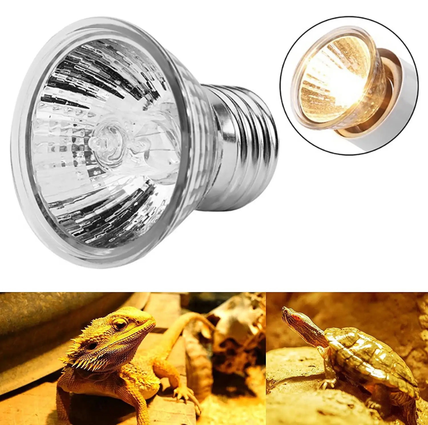 Limei Bulb for Bearded Dragon. 75W UVA Reptile Heat Lamp Soft White Light Glass Bulb Turtle Light Infrared Light Basking Heat Lamps Outdoor for Pet/Amphibian/Lizard (E27.110V)