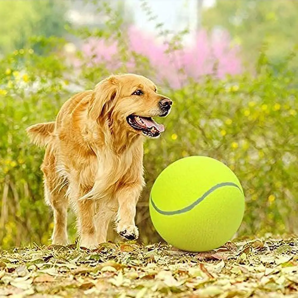 Limei Dog Toy Balls - 9.5 Large Dog Tennis Ball Puzzle Toys Interactive Play/Training Outdoor/Indoor. Oversize Rubber Inflatable Dog Balls Fun for Small. Medium. Large Dogs