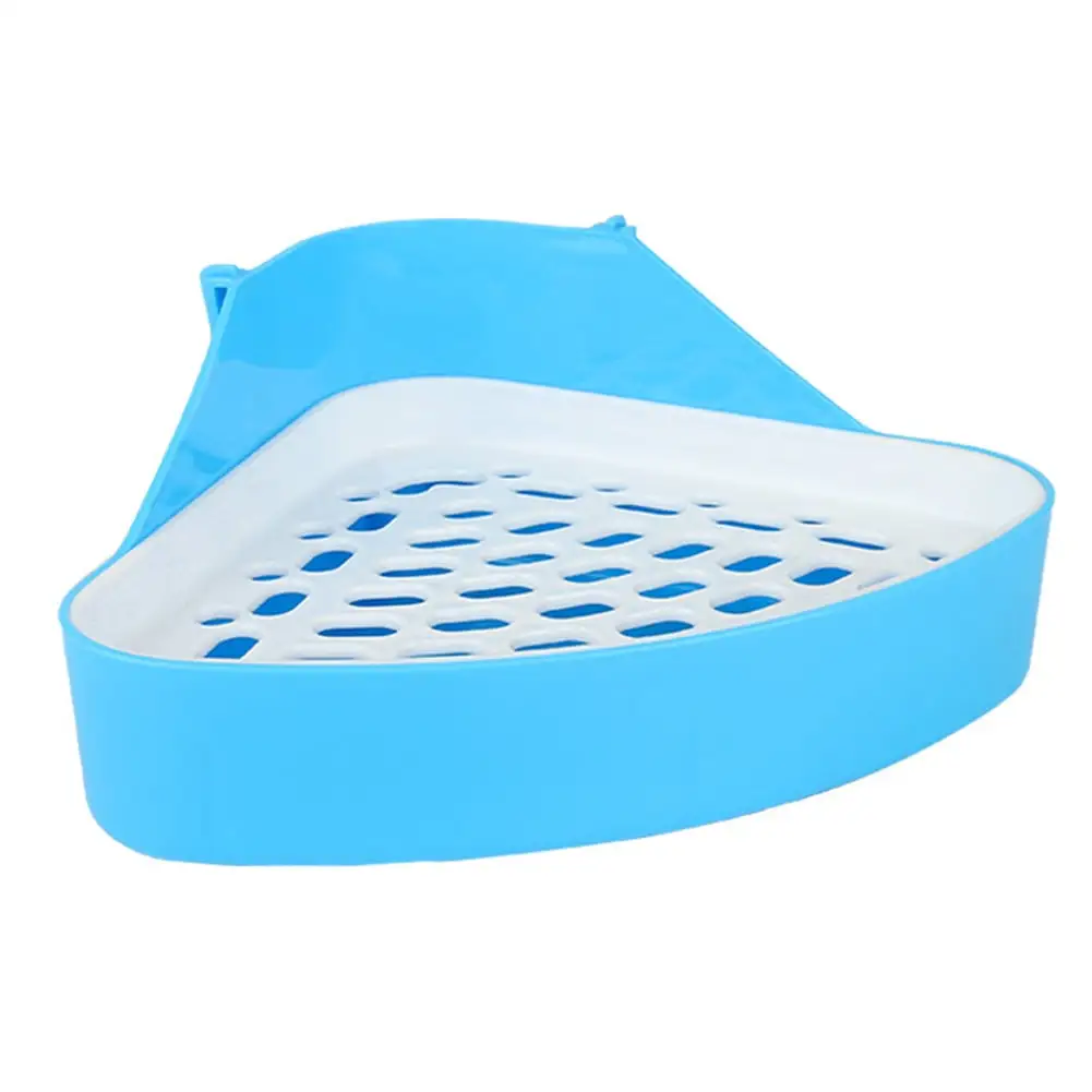 Litter Pet Toilet Triangle Potty Trainer Corner Litter Bedding Box Pet Pan for Small Animal/Rabbit/Guinea Pig/Hamster/Ferret 1 Pack. Blue