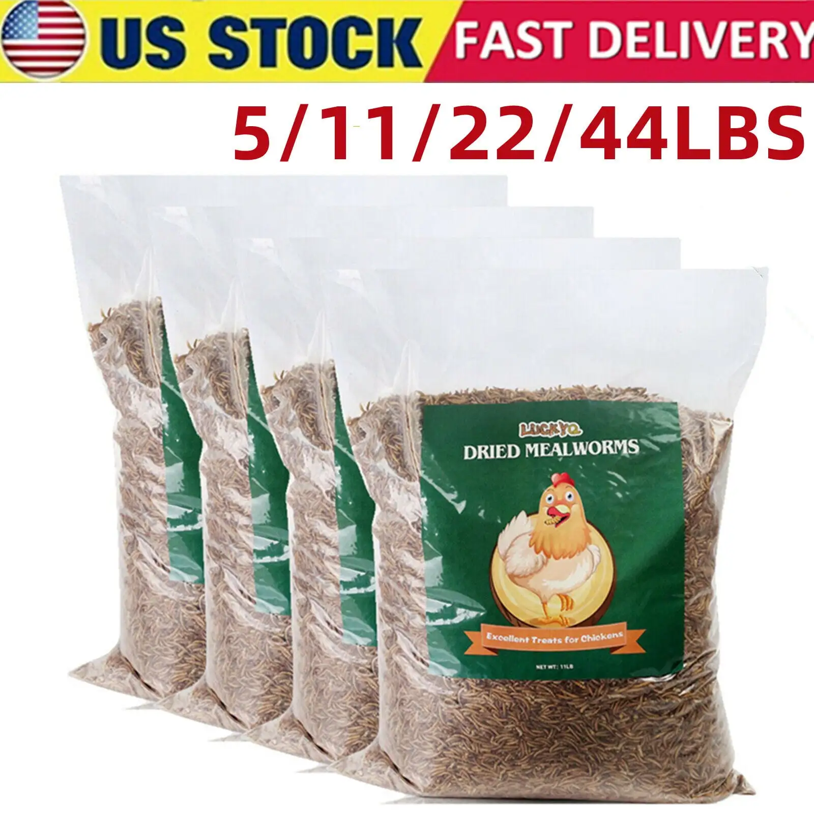 Lot High-Protein Bulk Dried Mealworms 22/44LBS Non-GMO Mealworm Treats for Birds