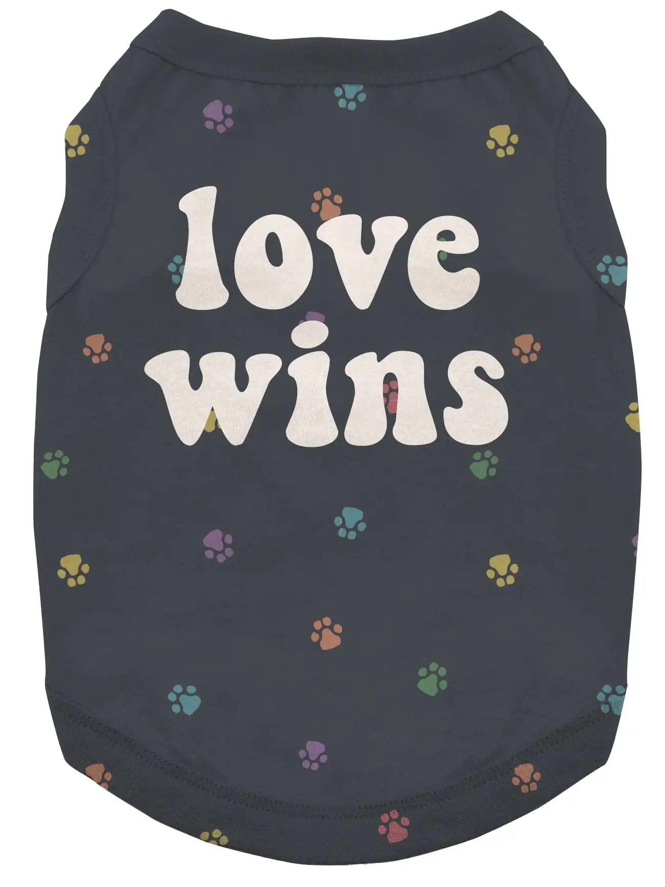 Love Wins with Hearts Dog T-Shirt. Black. S