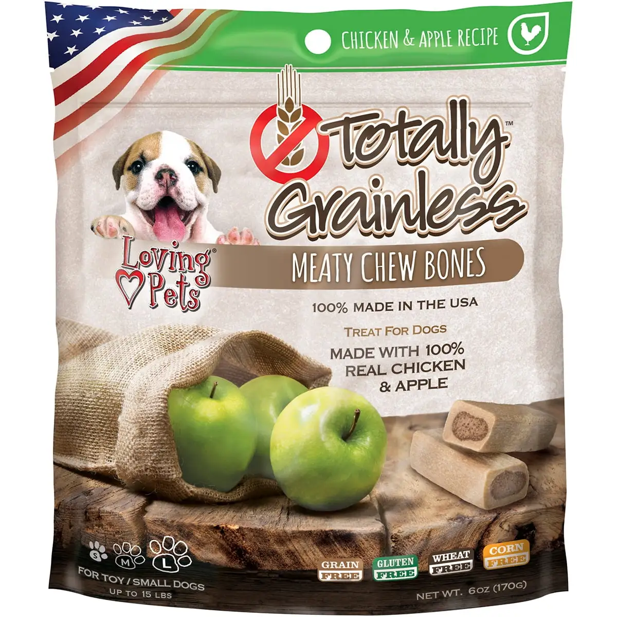 Loving Pets Totally Grainless Small Chicken and Apple Bone Dog Treats. 6 Oz.