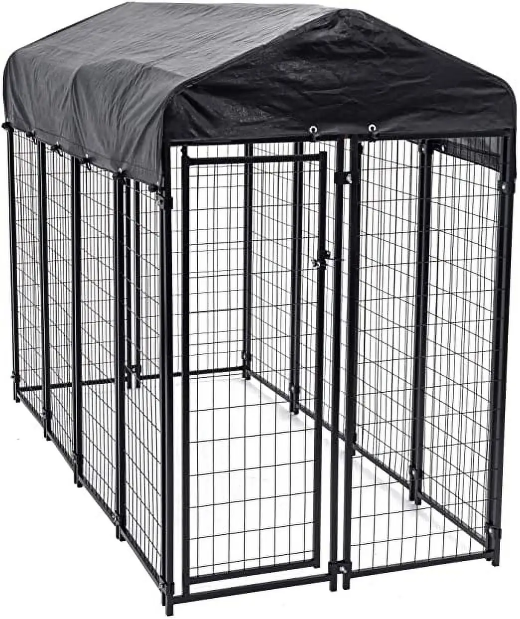 Lucky Dog 60548 8ft x 4ft x 6ft Uptown Welded Wire Outdoor Dog Kennel Playpen Crate with Heavy Duty UV-Resistant Waterproof Cover. Black