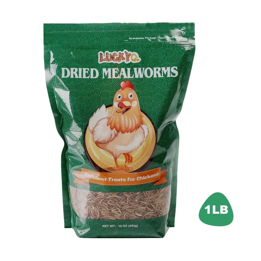 LuckyQ Dried Mealworms for chickens 1 lbs. Organic Pet Supply Meal Worms 100% Natural Treats for Wild Birds. Chickens. Reptiles. Fish. Blue Birds. Turkey. Hamsters Hen. Hedgehog Food