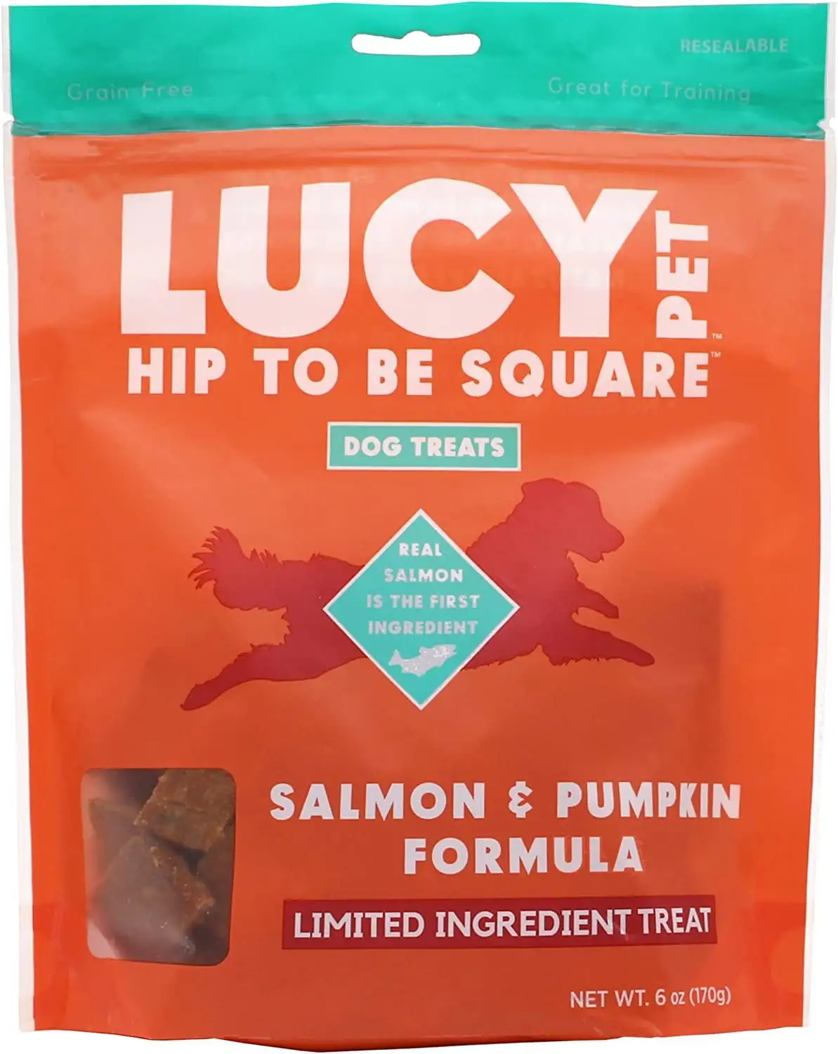 Lucy Pet Products Hip to Be Square Salmon & Pumpkin Dog Treats 6 oz