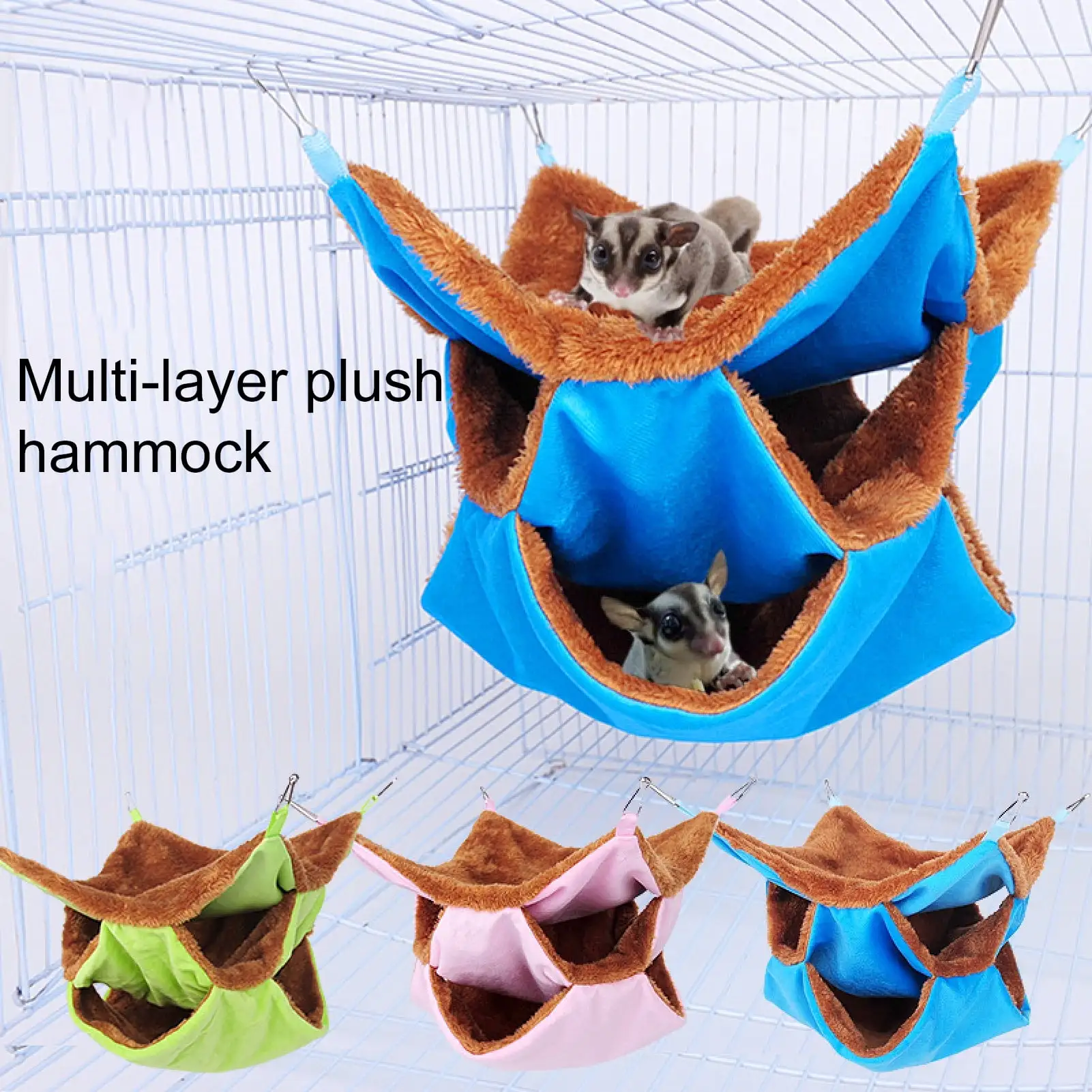 Ludlz 3 Layer Hamster Hammock Love Starfish Pattern Small Pets Cotton Nest Rat Habitat Cage Hanging Squirrel Sleeping Bag for Hedgehog Guinea Pig Sugar Gliders Bed House