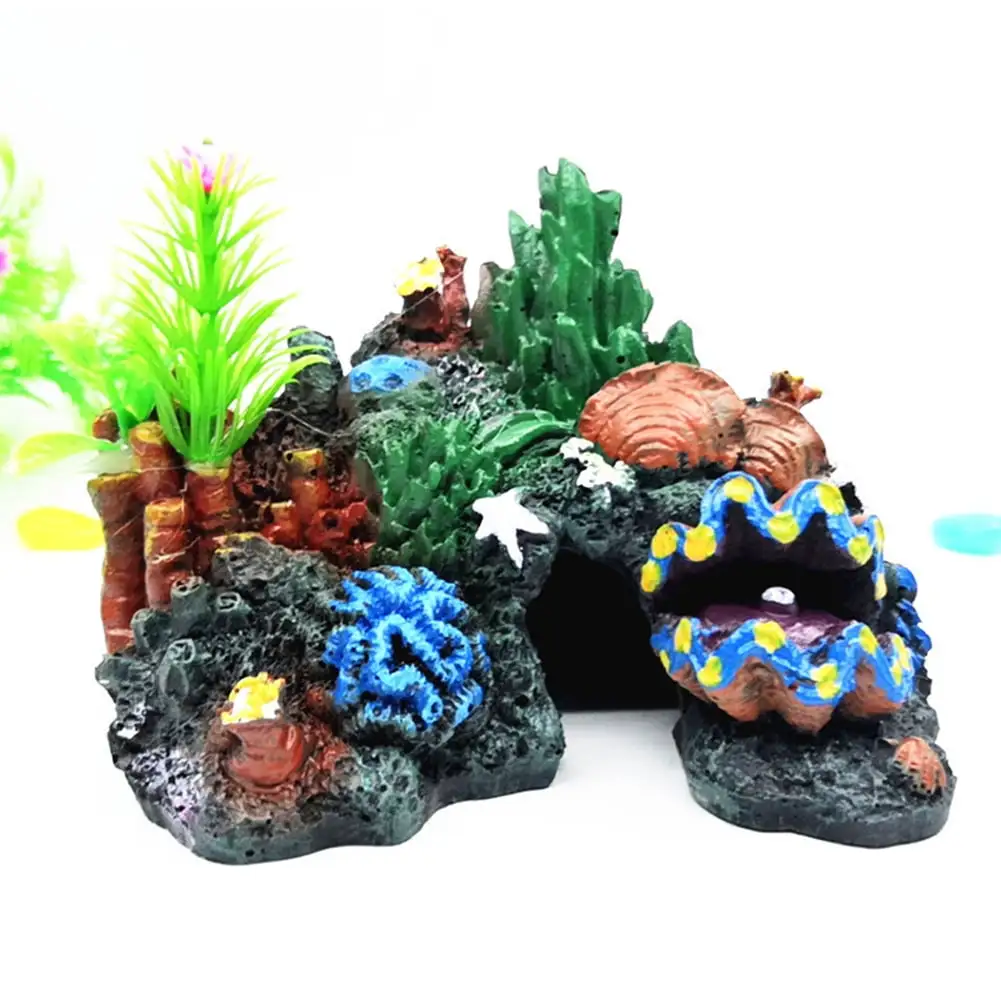 Ludlz Aquarium Coral Decoration Fish Tank Hiding Mountain Cave Betta Fish Hideaway Rock Coral Reef Ornament