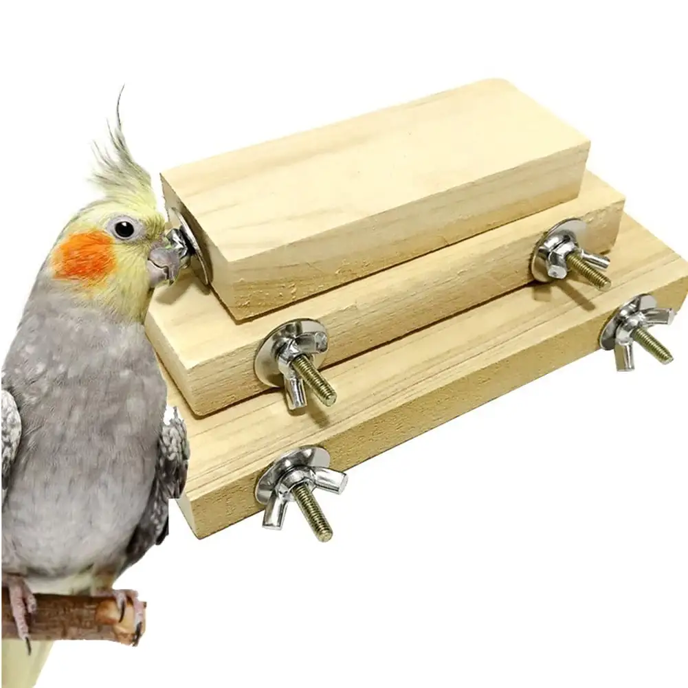 Ludlz Bird Perch Stand Platform Natural Wood Playground Paw Grinding Clean for Pet Parrot Hamster